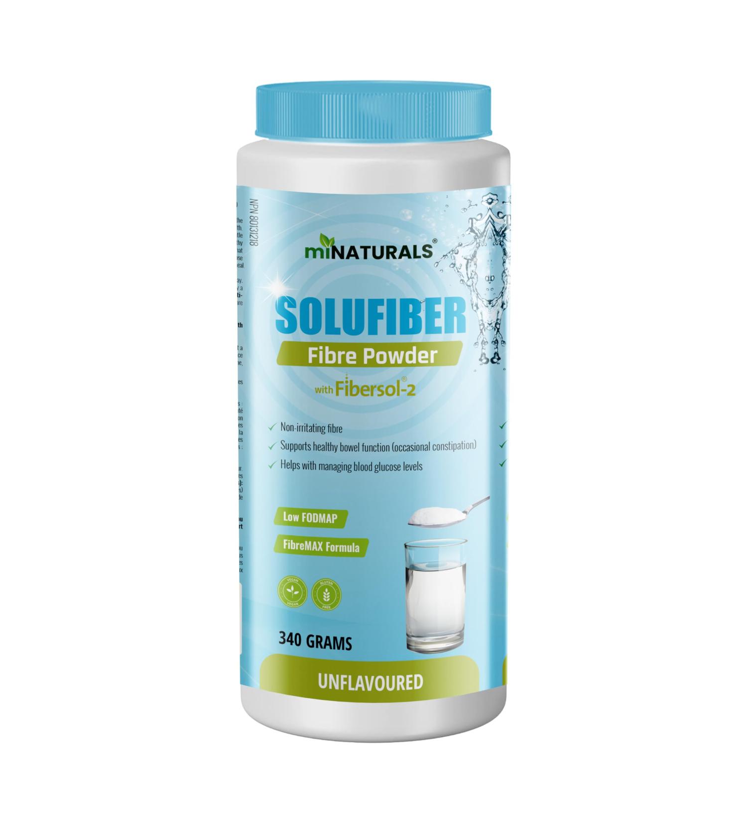 miNATURALS Solufibre Fiber Supplement Powder with Fibersol-2 for Digestive Health and Constipation Relief - 340g - Buy Online on GoSupps.com