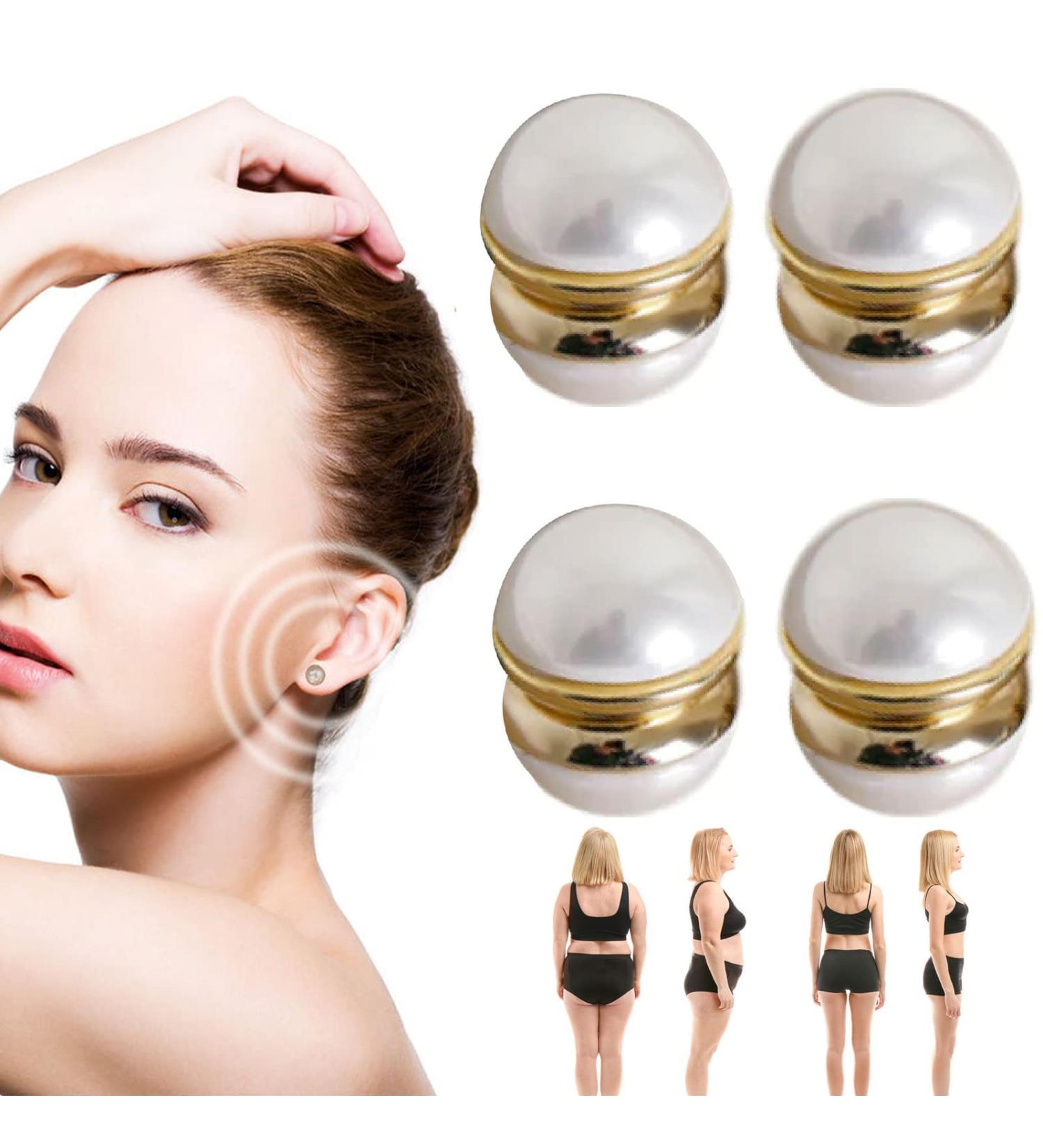 Elegant Lymphatic Drainage Slimming Earrings | Non-Pierced Acupressure Ear Cuffs for Women | Detox Pearl Ear Cuffs - 2 Pairs for Everyday Use - Buy Online on GoSupps.com