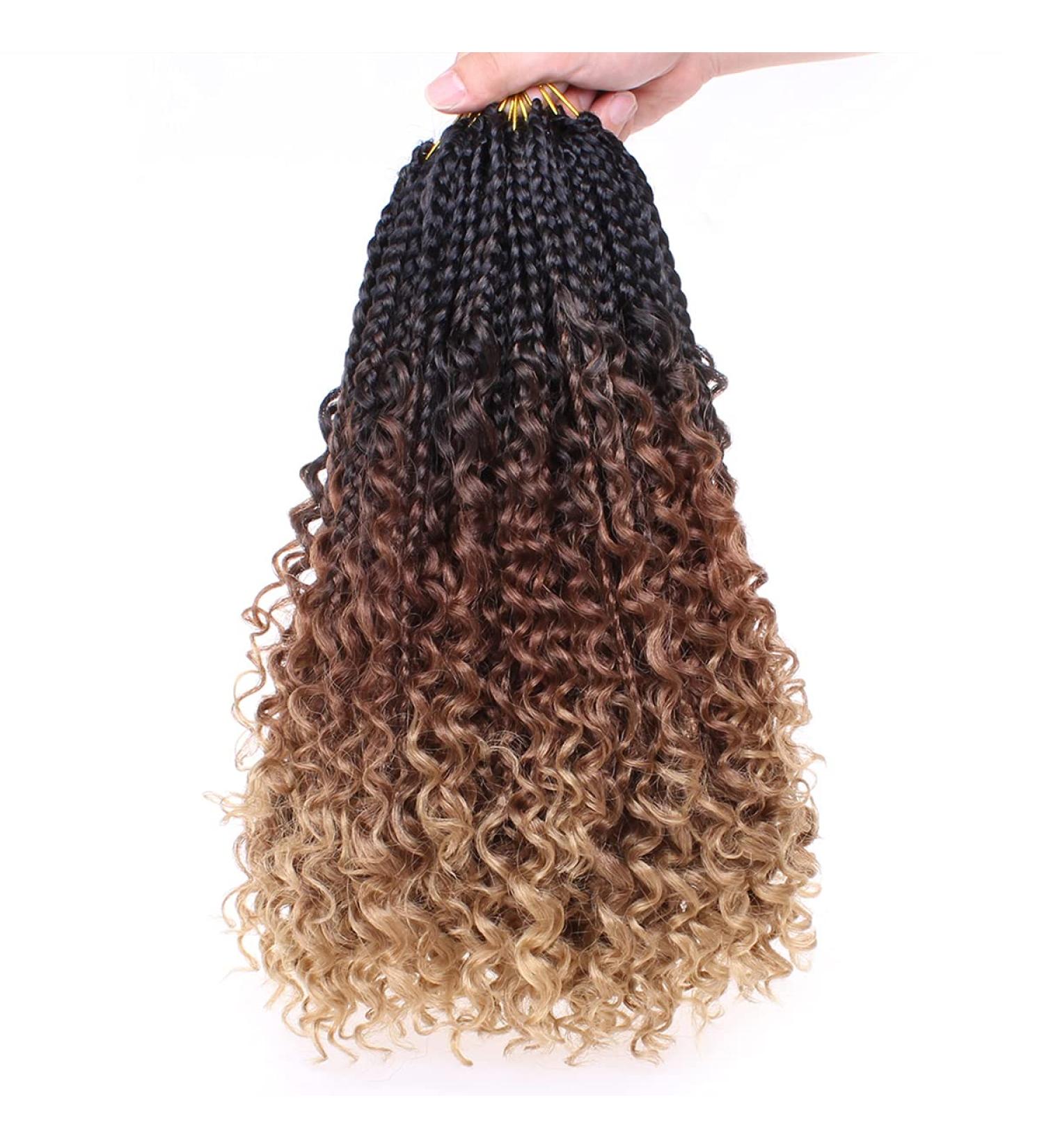 Unionbeauty 14 Inch Boho Box Braids Crochet Hair with Curly Ends - Pack of 8, Ombre Synthetic Hair Extension for Black Women - Buy Online on GoSupps.com