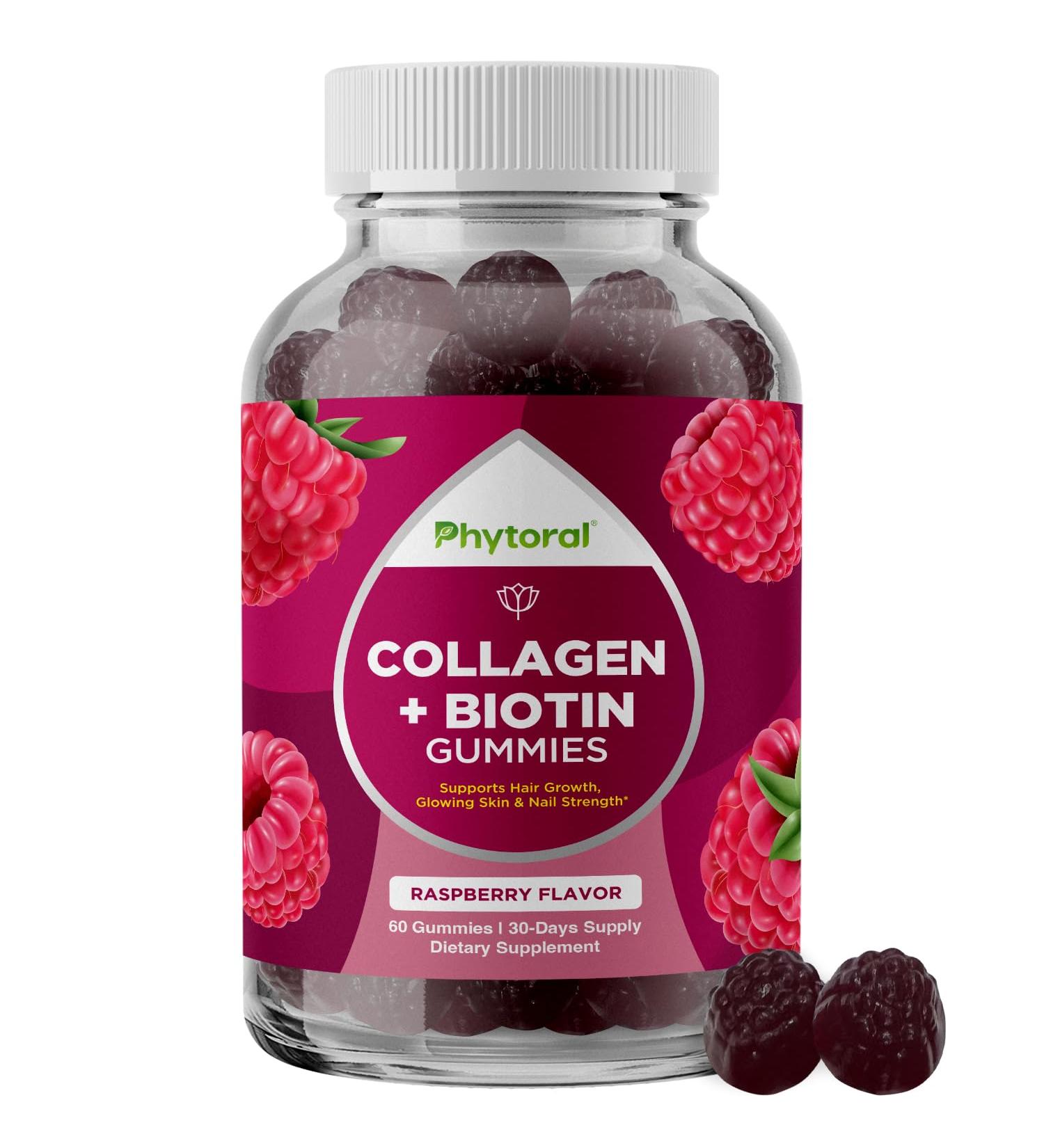 Hydrolyzed Collagen Gummies Vitamins for Adults - Hair Skin and Nails Gummies for Healthy Hair Growth Glowing Skin and Nail Care - Pure Collagen Supplement Joint Support Loss Care Gummies 60 Count (Pack of 1) - Buy Online on GoSupps.com