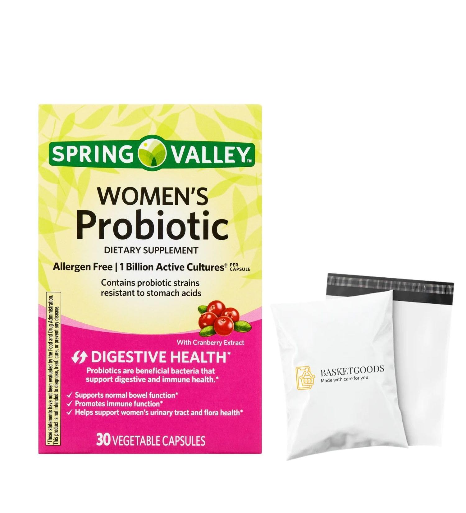 Probiotics for Women Capsules Dietary Supplement 1 Billion CFUs - Digestive Health by Spring Valley 30 Capsules (Pack of 1) - Set by Basket Goods - Buy Online on GoSupps.com