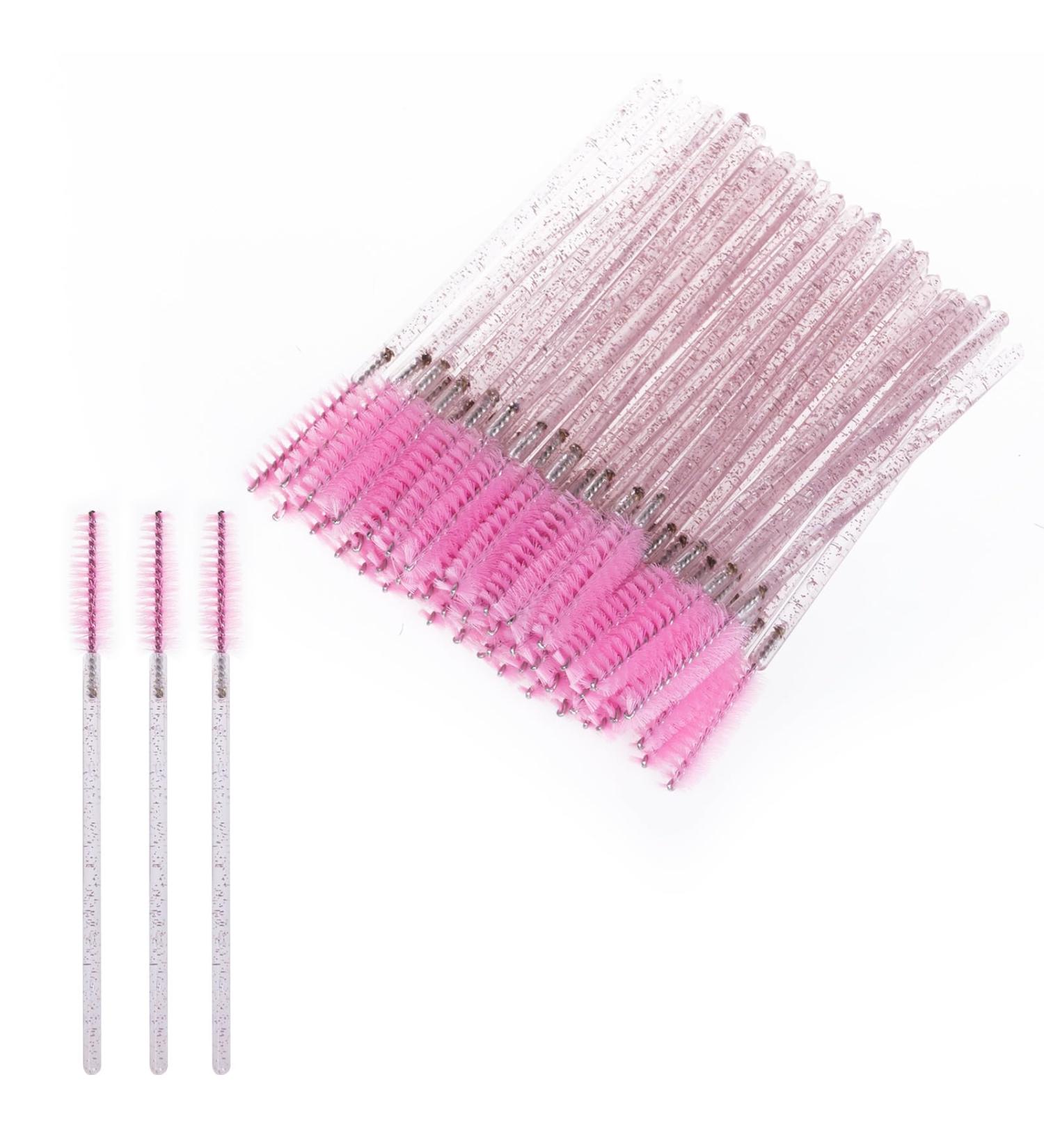 50 PCS Disposable Mascara Wands - Bendable Eyelash Spoolies for Home & Travel (Crystal Pink) - Buy Online on GoSupps.com