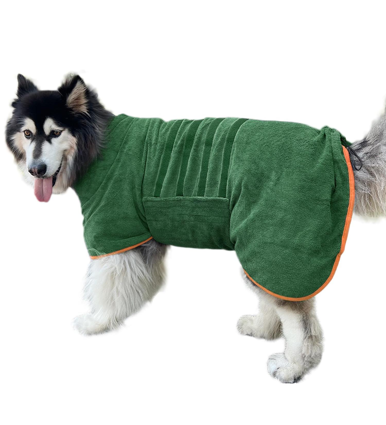 Dog Drying Coat Bathrobe Towel Microfibre Material Fast Drying Super Absorbent Dog Bath Robe Pet Quick Drying Moisture Absorbing with Adjustable Collar and Waist (Green Large) Large CS-Green - Buy Online on GoSupps.com