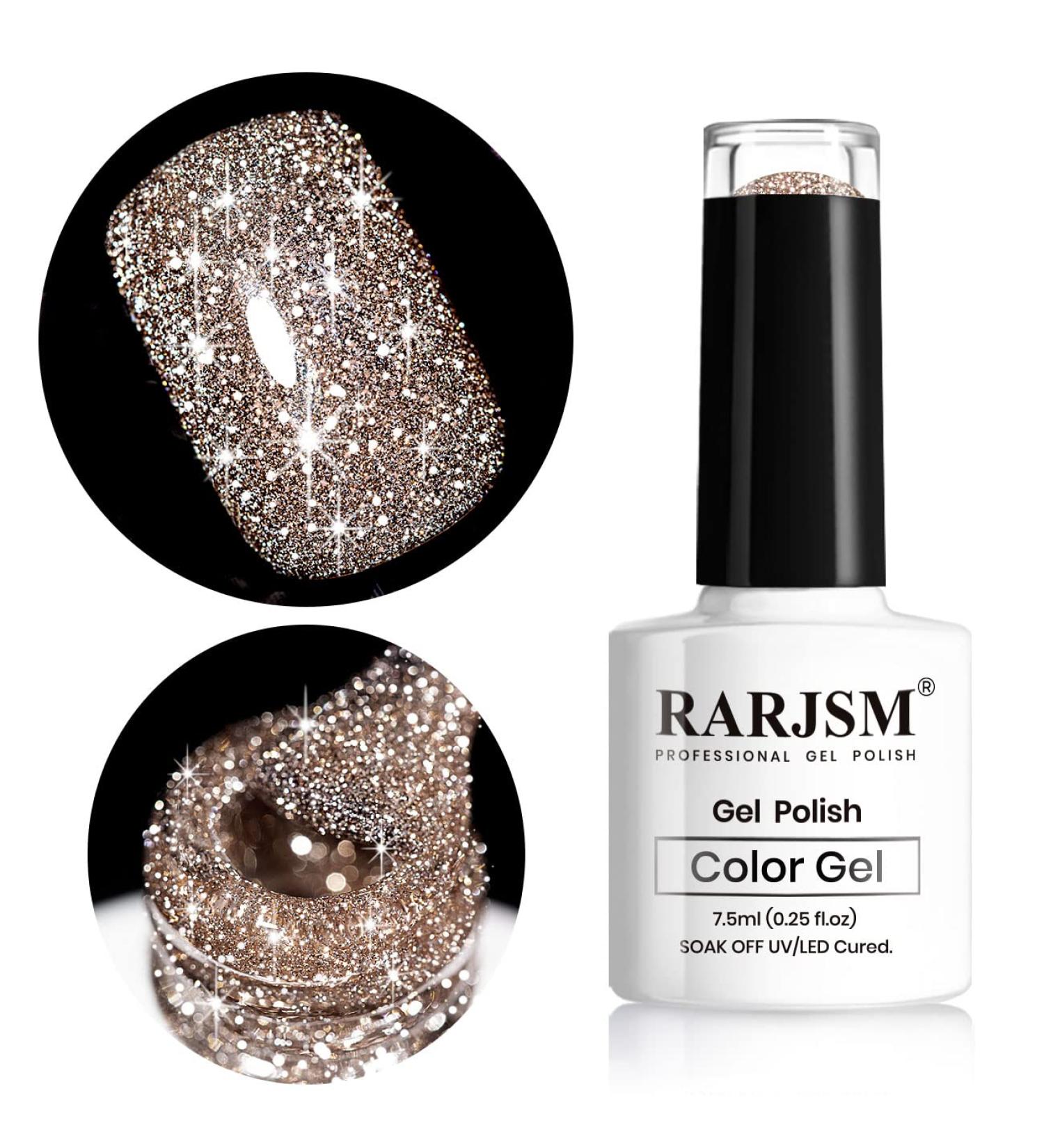 RARJSM Reflective Glitter Gel Polish - Sparkly Nude Brown for Winter Nail Art | 7.5ML UV LED Manicure - Buy Online on GoSupps.com