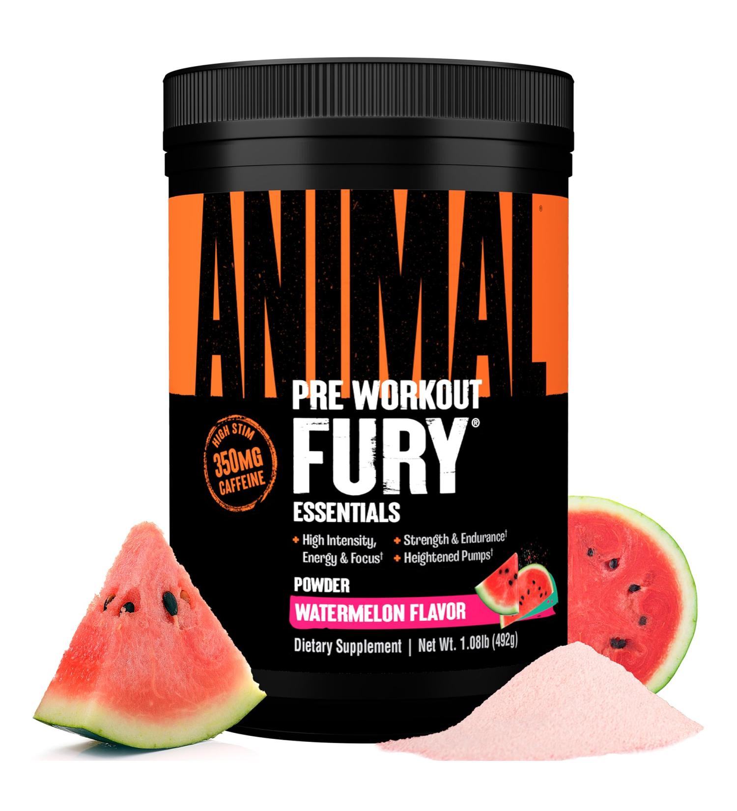Animal Fury Pre Workout Powder Supplement for Energy and Focus 5g BCAA 350mg Caffeine Nitric Oxide Without Creatine Powerful Stimulant for Bodybuilders Watermelon Watermelon 30 Servings (Pack of 1) - Buy Online on GoSupps.com