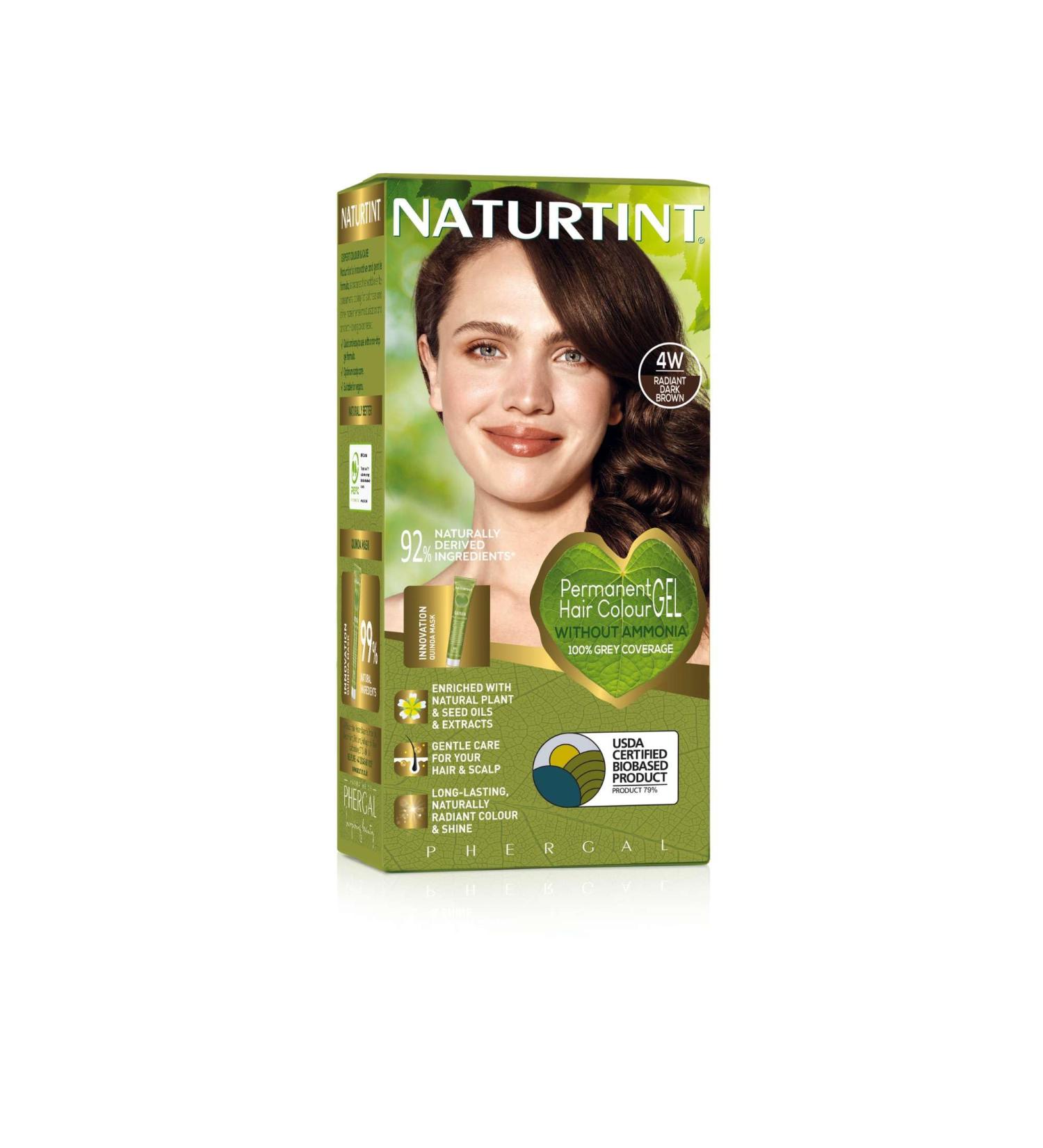 Naturtint Permanent Hair Colour Gel 4W Radiant Dark Brown Plant Enriched Ammonia Free Long Lasting Grey Coverage and Radiant Colour Nourishment and Protection - Buy Online on GoSupps.com