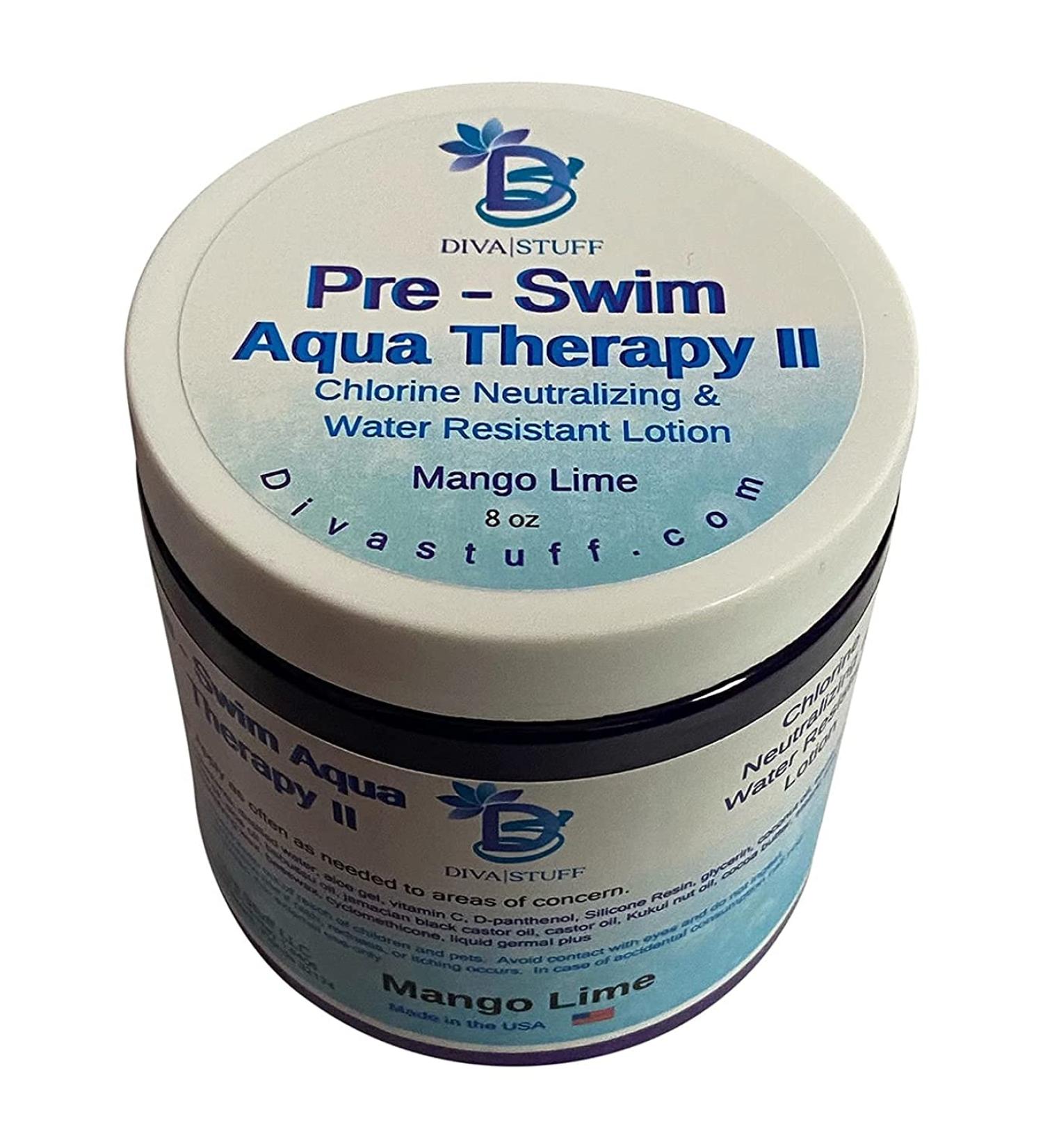 Diva Stuff Pre-Swim Aqua Therapy Chlorine Neutralizing Body Lotion - Mango Lime Scent, Protects Skin from Chlorine and Salt Water, Water Resistant - Buy Online on GoSupps.com