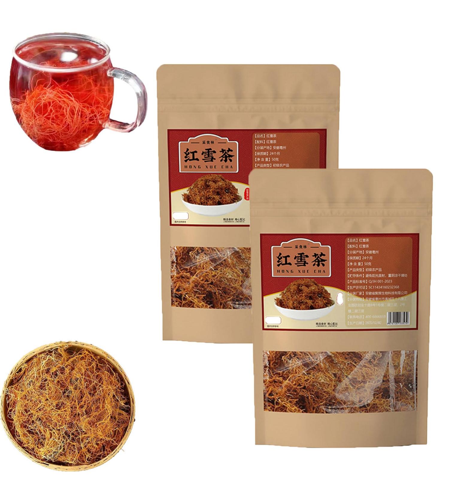 Golden Silk Red Snow Tea Handpicked Tibetan Plateau Red Snow Tea Natural Red Snow Tea 50g/Bag (2 Pcs) - Buy Online on GoSupps.com