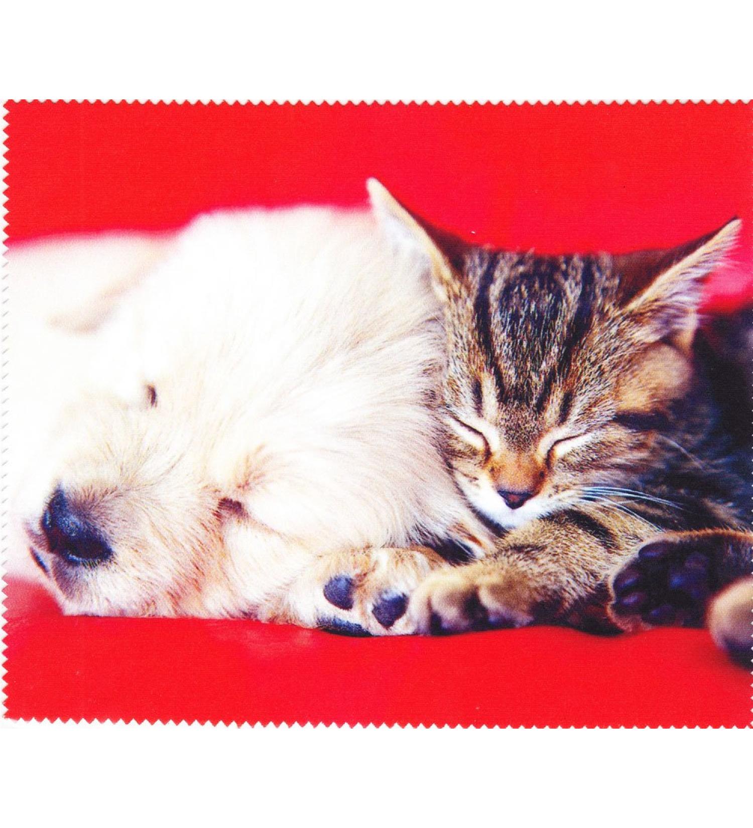 Microfiber cloth with dog and cat motif 17.5 x 14.5cm