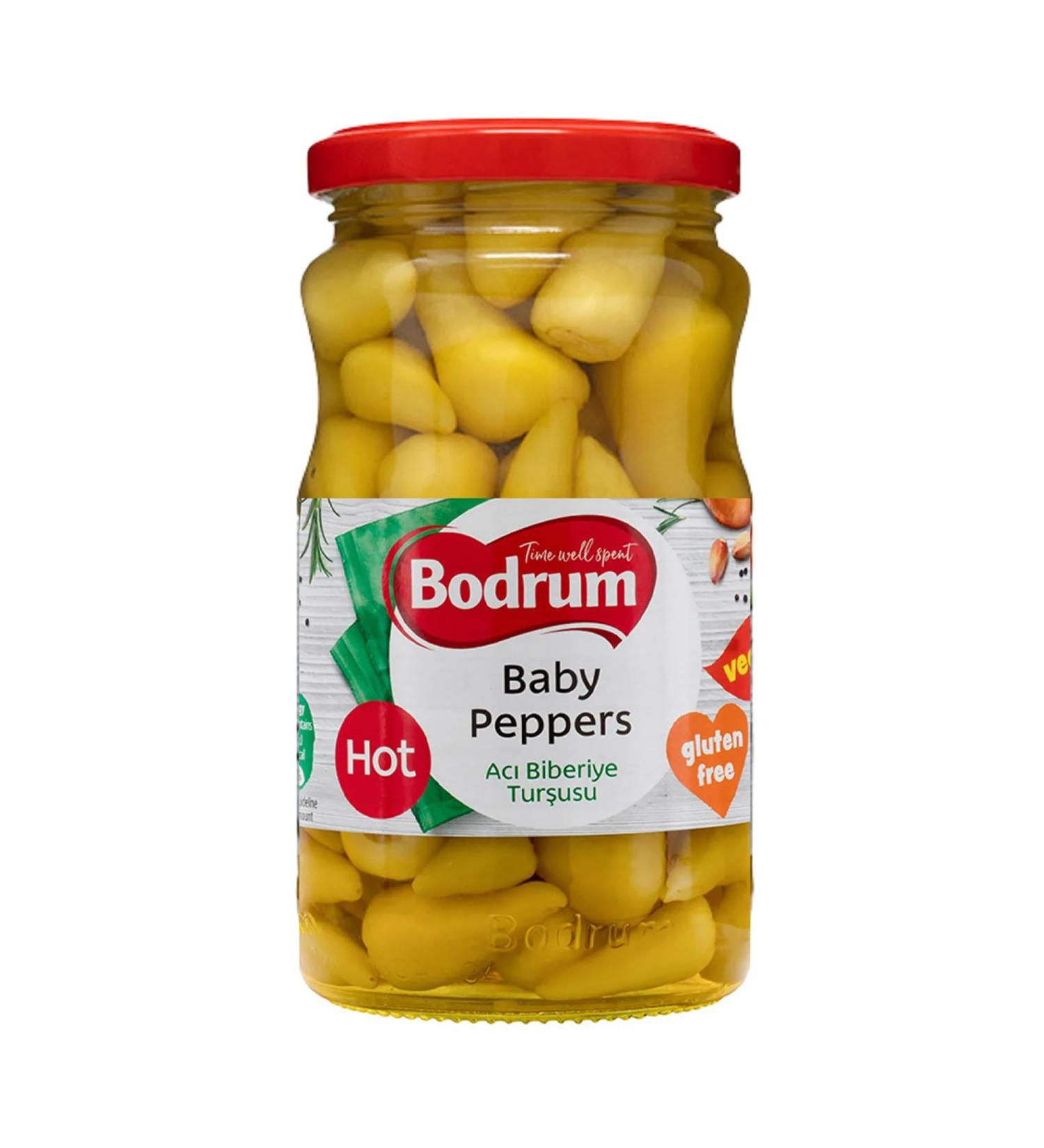 Bodrum 370cc Pepper Pickled | 330g | Peppers Hot in water| Ideal for Any Meat or Poutry Meal | Delicious Taste | Pickled Pepper (Baby Pepper Hot) - Buy Online on GoSupps.com