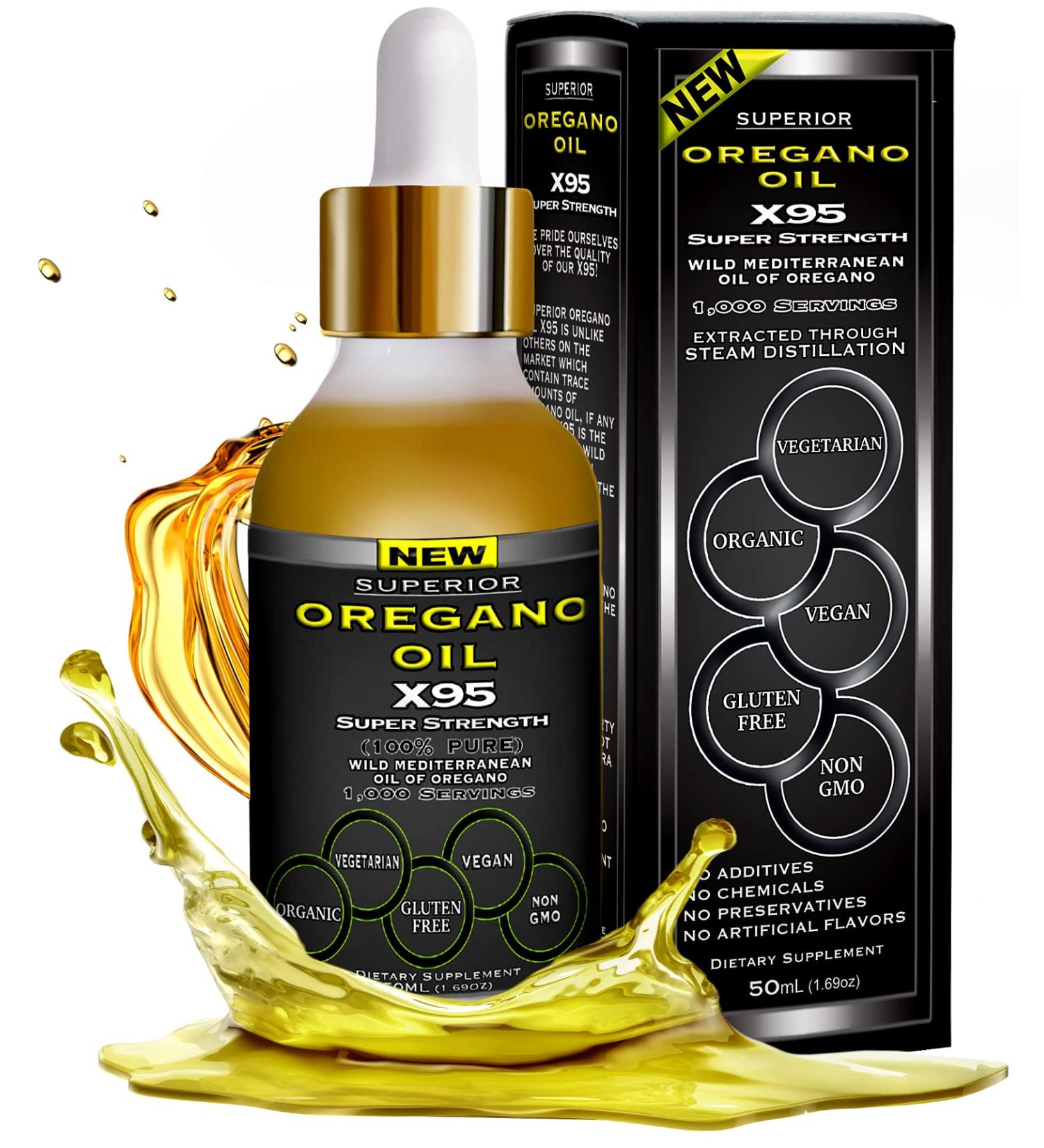 Super Strength Oregano Oil Drops - Pure Wild Mediterranean Extract - 1.69 oz (Large) | 1,000 Servings - Buy Online on GoSupps.com