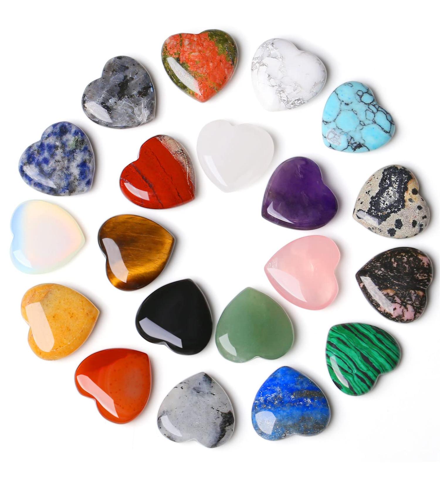 YATOJUZI 20PCS Natural Heart Healing Crystals Set - Rose Quartz and Amethyst Love Stones - Chakra Reiki Balancing Kit - Buy Online on GoSupps.com
