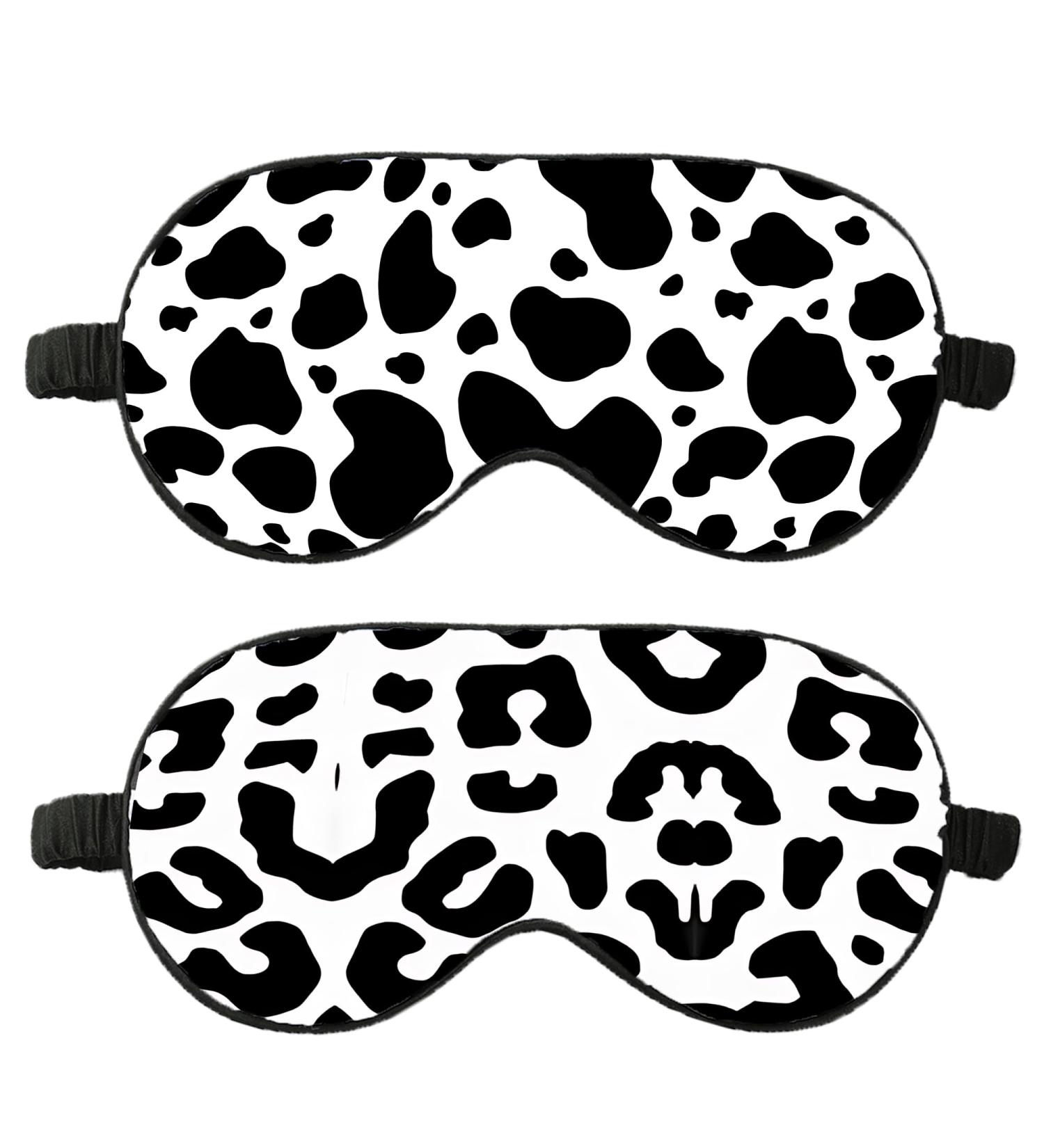 Silk Sleep Mask 2 Pack - Adjustable Eye Covers for Men & Women | Soft Travel Blindfolds with Good Shading Effect (Cow Design - Buy Online on GoSupps.com