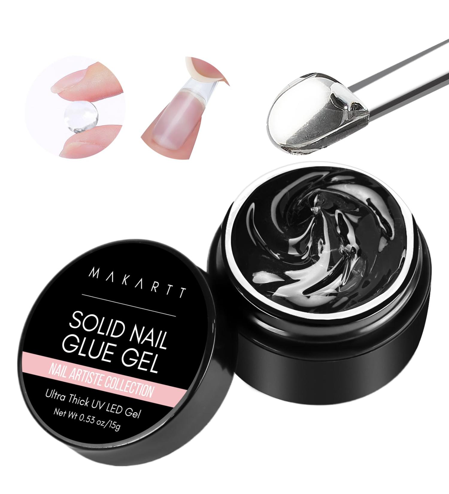 Makartt Solid Nail Glue Gel - Super Adhesive for False Nail Tips | 0.5 fl oz | Long Lasting Lamp Curing Perfect for Salon & Home Use | Clear Nail Art Solution - Buy Online on GoSupps.com