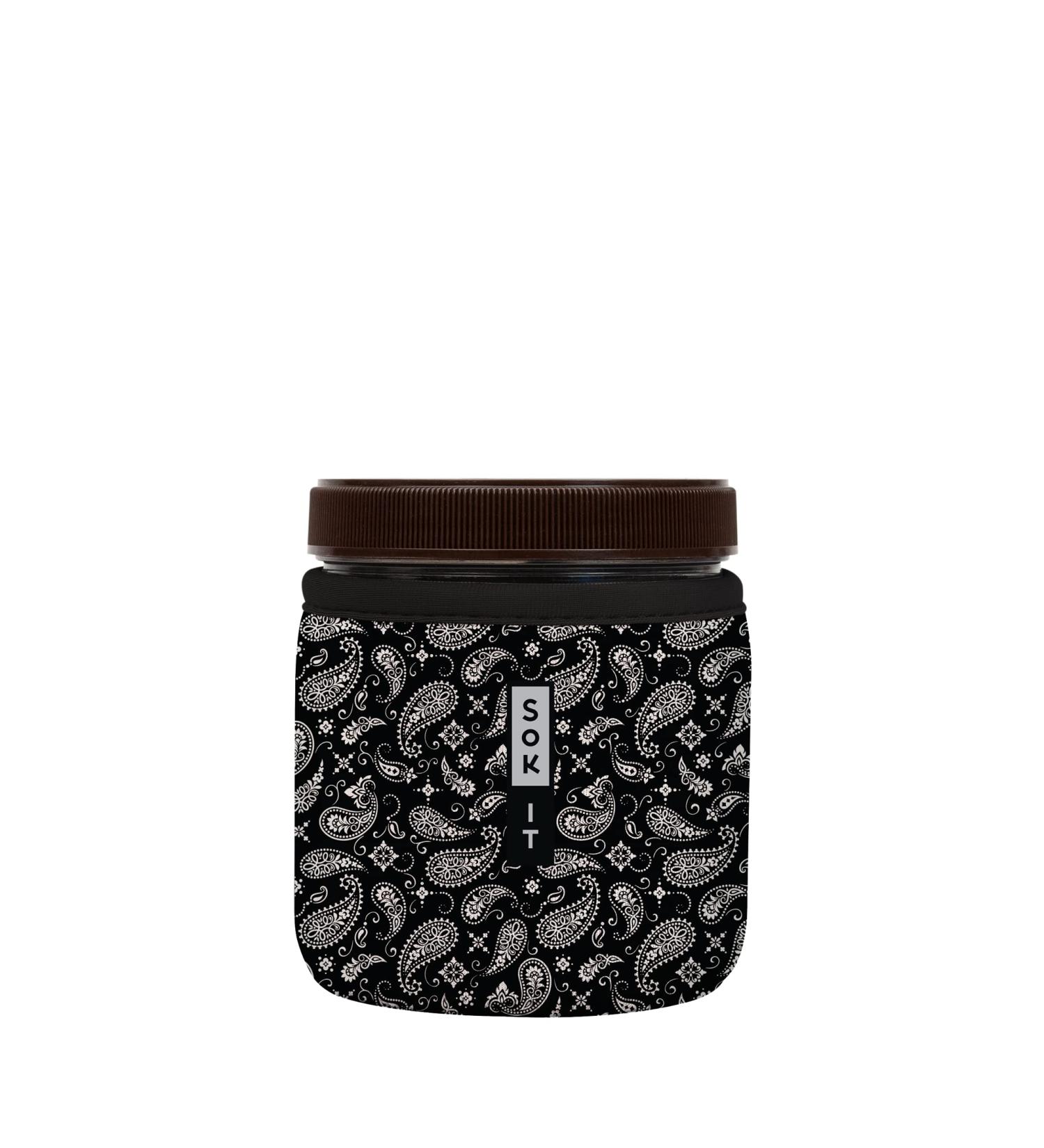 Sok it Ice Cream Sok Tapered Pint Sleeve Insulated Neoprene Cover (Black Bandana Fits Talenti Ice Cream Pints) Fits Talenti Ice Cream Pints Black