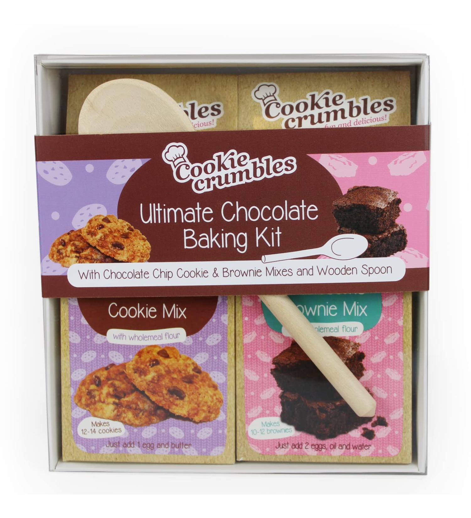 Ultimate Chocolate Baking Kit - Chewy Cookie & Wholesome Brownie with Wooden Spoon | Ideal Gift for Chocolate Lovers - 358g - Buy Online on GoSupps.com