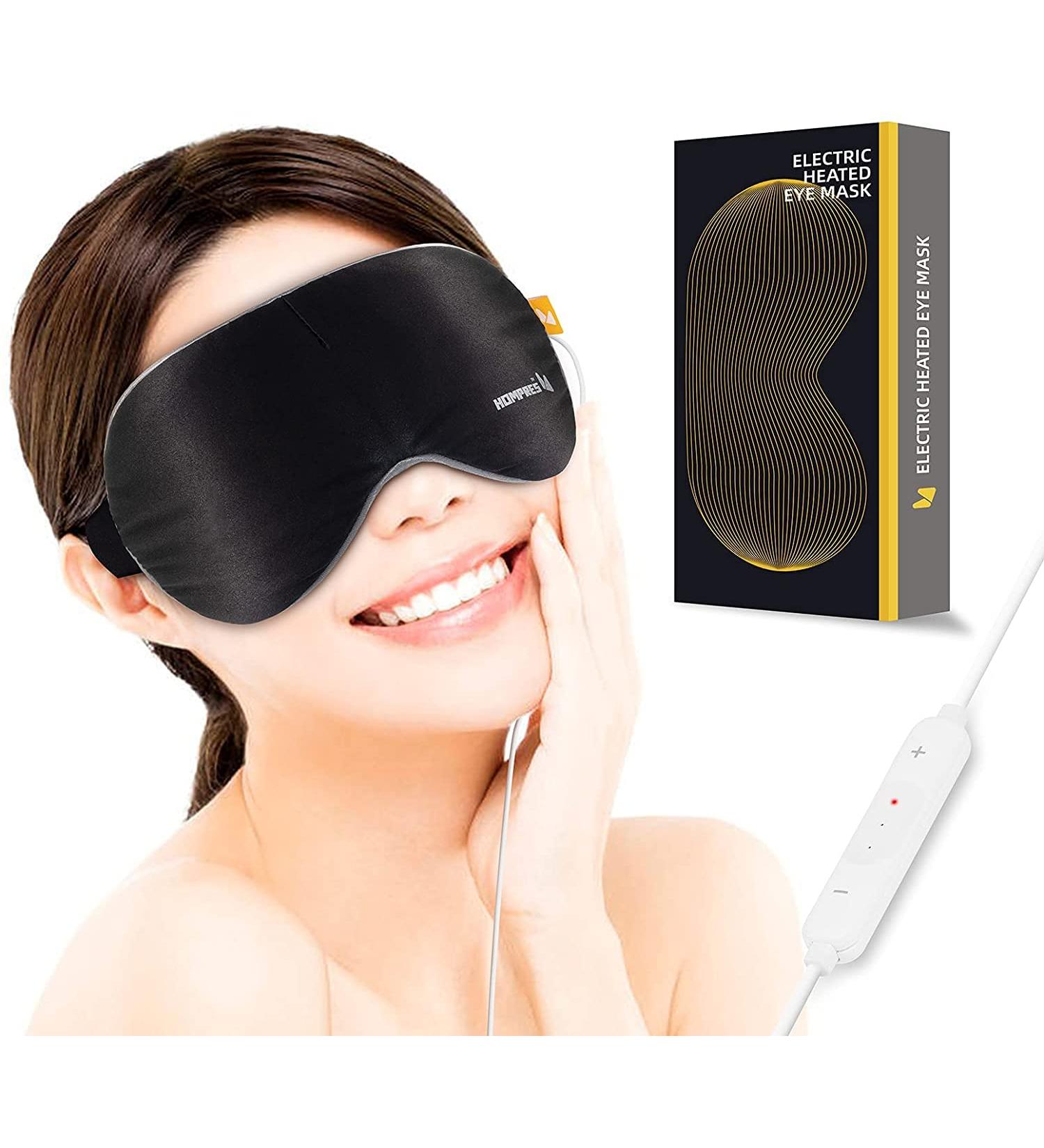Silk Heated Eye Mask for Dry Eyes - Reusable and Fast-Heating with Temperature Control - Relieve Eye Fatigue and Puffy Eyes - Black - Buy Online on GoSupps.com