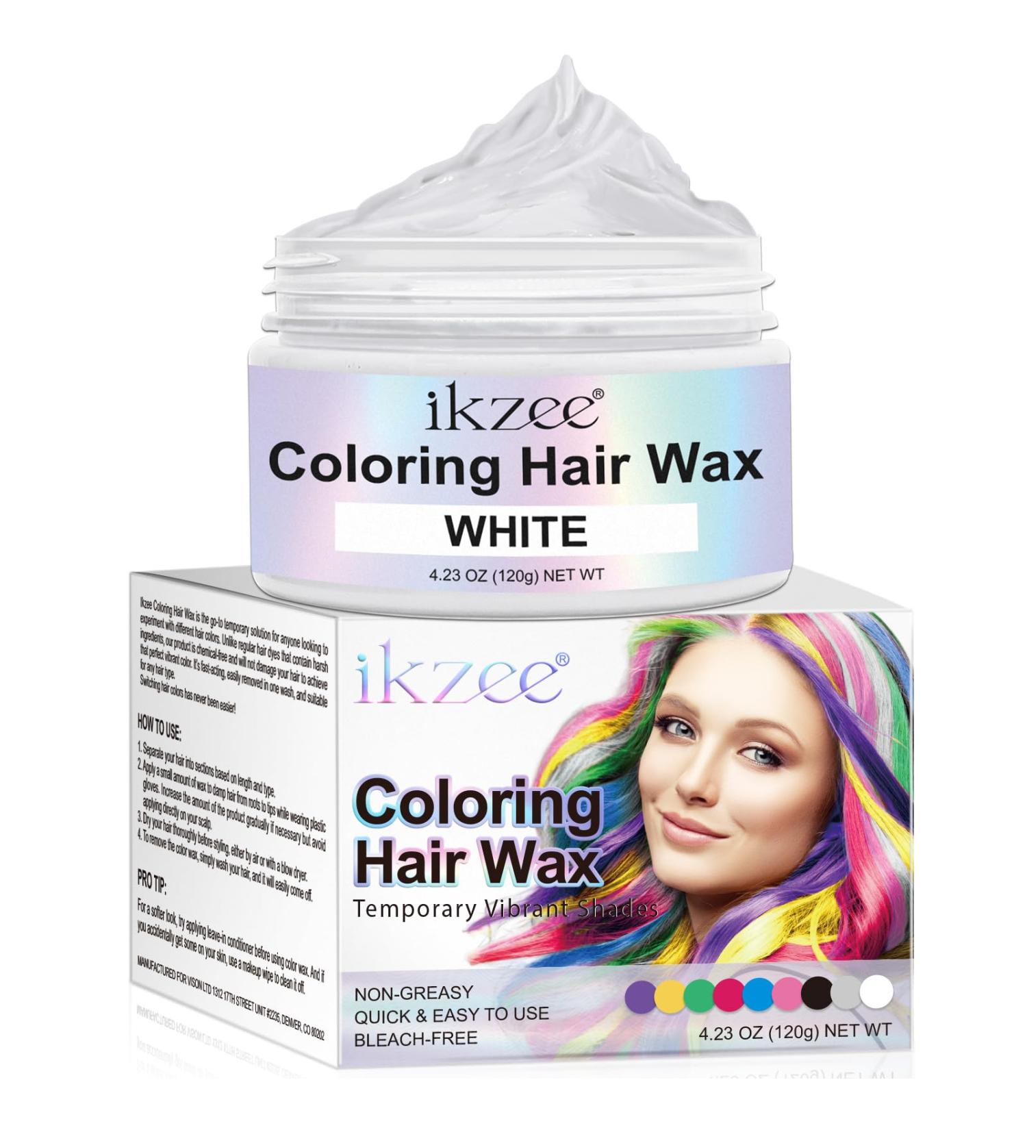  Zoxpm Washable Hair Dye 220g Temporary Hair Dye Hair Wax Color Washable Hair Color Wax for Men and Women Party Festival Cosplay Halloween (White 120g) - Buy Online on GoSupps.com