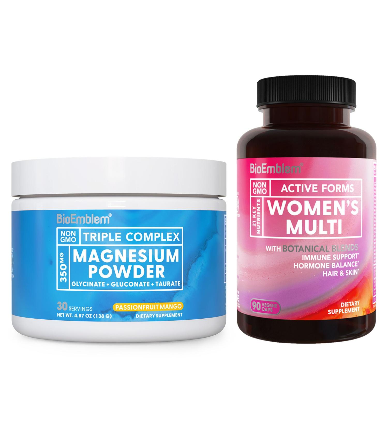 BioEmblem Women's Multivitamin and Triple Magnesium Powder Drink - Buy Online on GoSupps.com