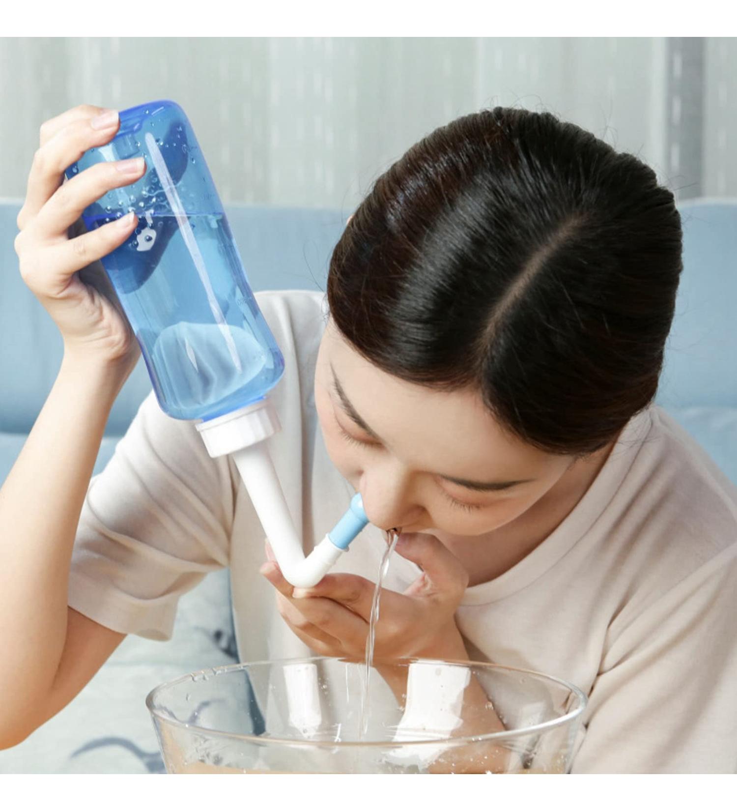 500ml Neti Pot Sinus Rinse Bottle with 2 Nozzles - Nasal Irrigation for Adults & Kids - Buy Online on GoSupps.com