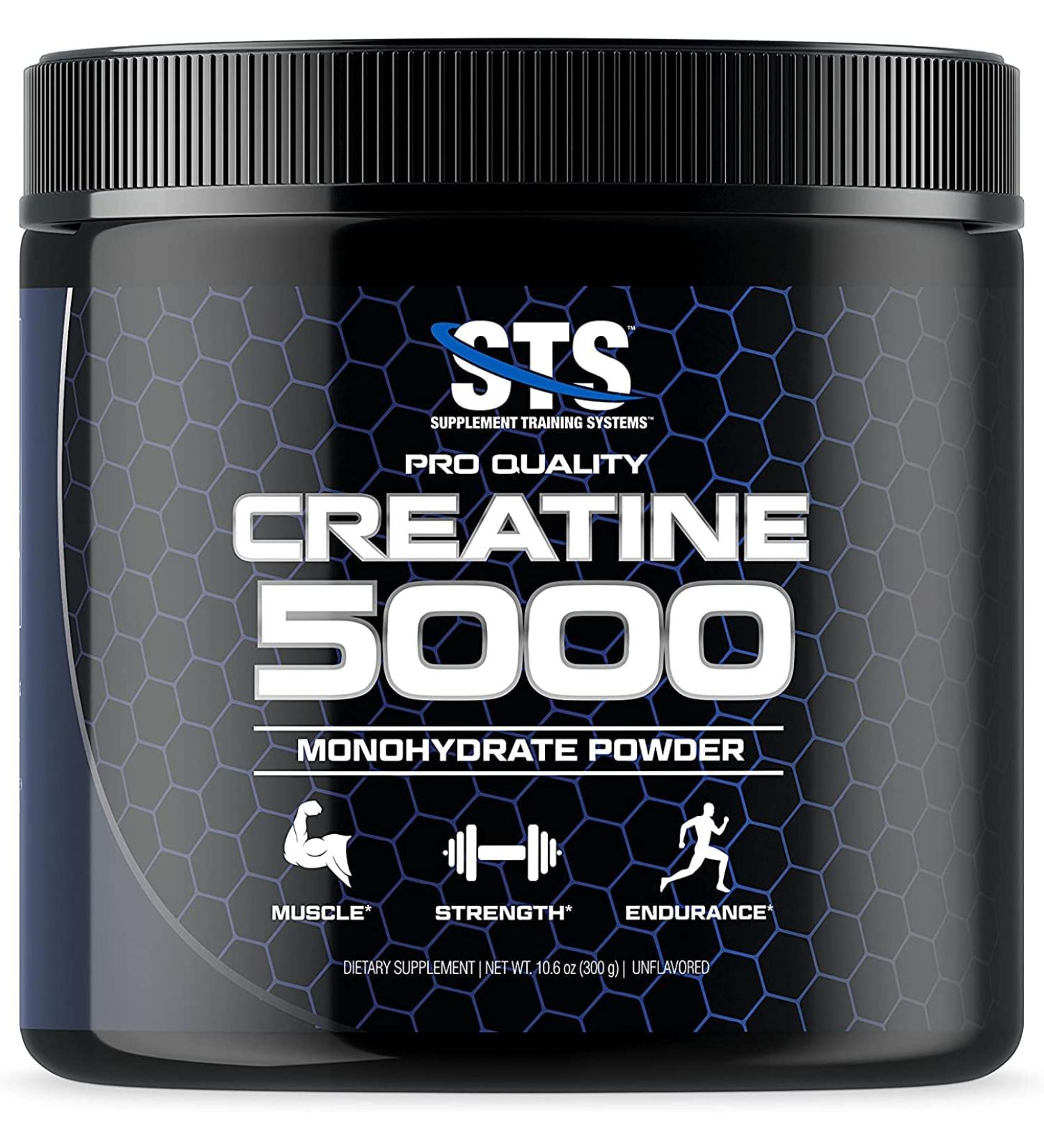 STS Creatine 300g - 100% Pure Creatine Monohydrate Powder for Muscle & Stamina - Pre & Post Workout Supplement - 60 Servings with Scoop - International Shipping Available - Buy Online on GoSupps.com