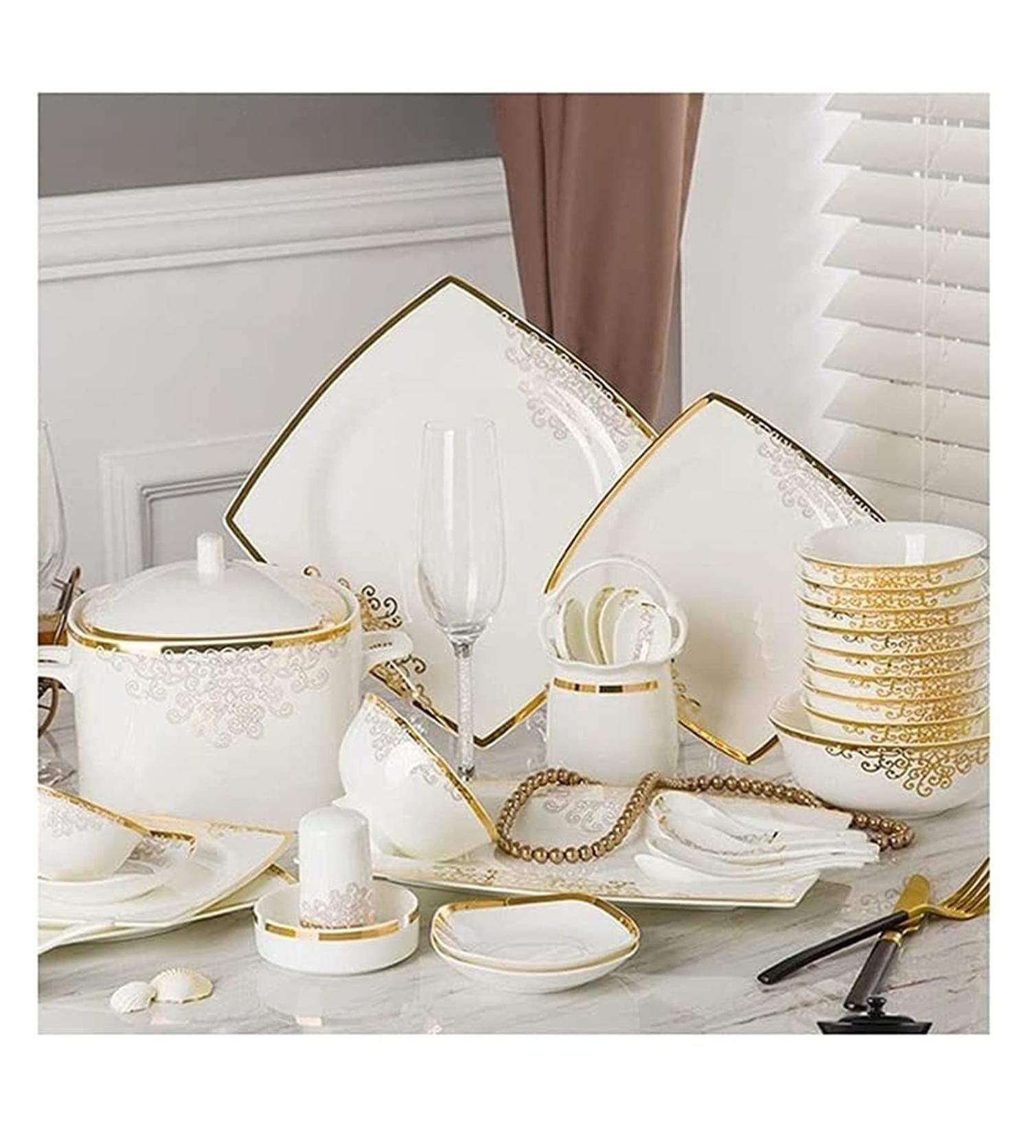 Stylish Dinner Set for Luxury Restaurant and Home Fine Bone China Porcelain Dinnerware Set for 10-15 People Luxury Style High-end Bone China Phnom Penh Tableware Set Kitchenware (Size : 78pieces) - Buy Online on GoSupps.com