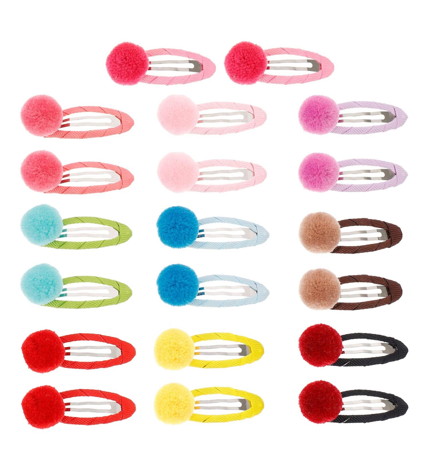 Frcolor 20 Pack Pompom Hair Clips for Girls - No Slip Metal Snap Hair Accessories - Buy Online on GoSupps.com