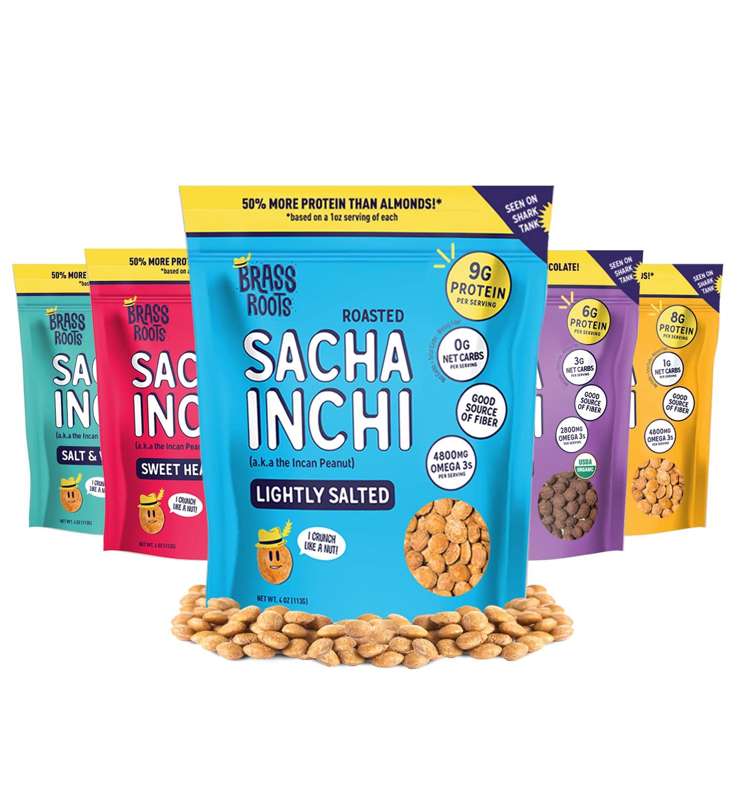 Brass Roots Organic Roasted Sacha Inchi Seeds Variety Pack | Keto Paleo Low Fodmap | Seen On Shark Tank | 5 Count 4oz Bags - Buy Online on GoSupps.com