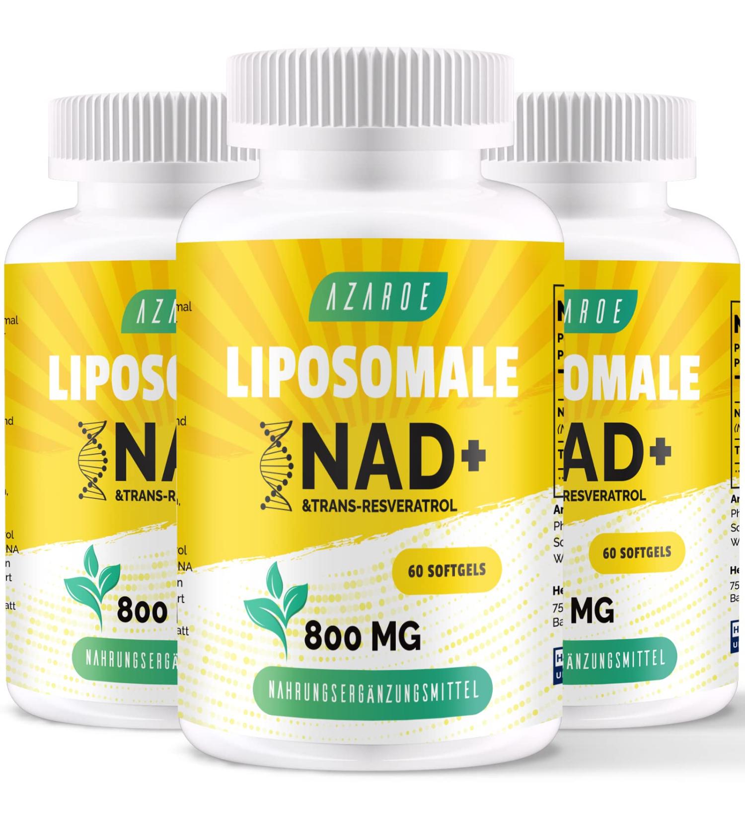Liposomal NAD+ Trans-Resveratrol 800 mg Softgels | High Absorption NAD+ Supplement for Cell Repair | 60 & 180 Softgels (3 Pack) - Superior Alternative for Optimal Efficiency - Buy Online on GoSupps.com