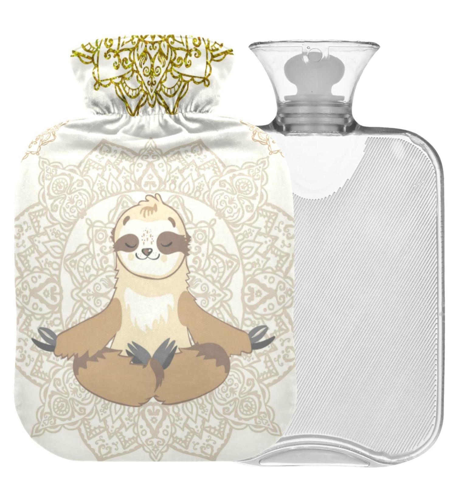 NAANLE 2L Sloth Yoga Hot Water Bottle with Lid - Large Transparent Bottle for Pain Relief & Heat Therapy - Buy Online on GoSupps.com