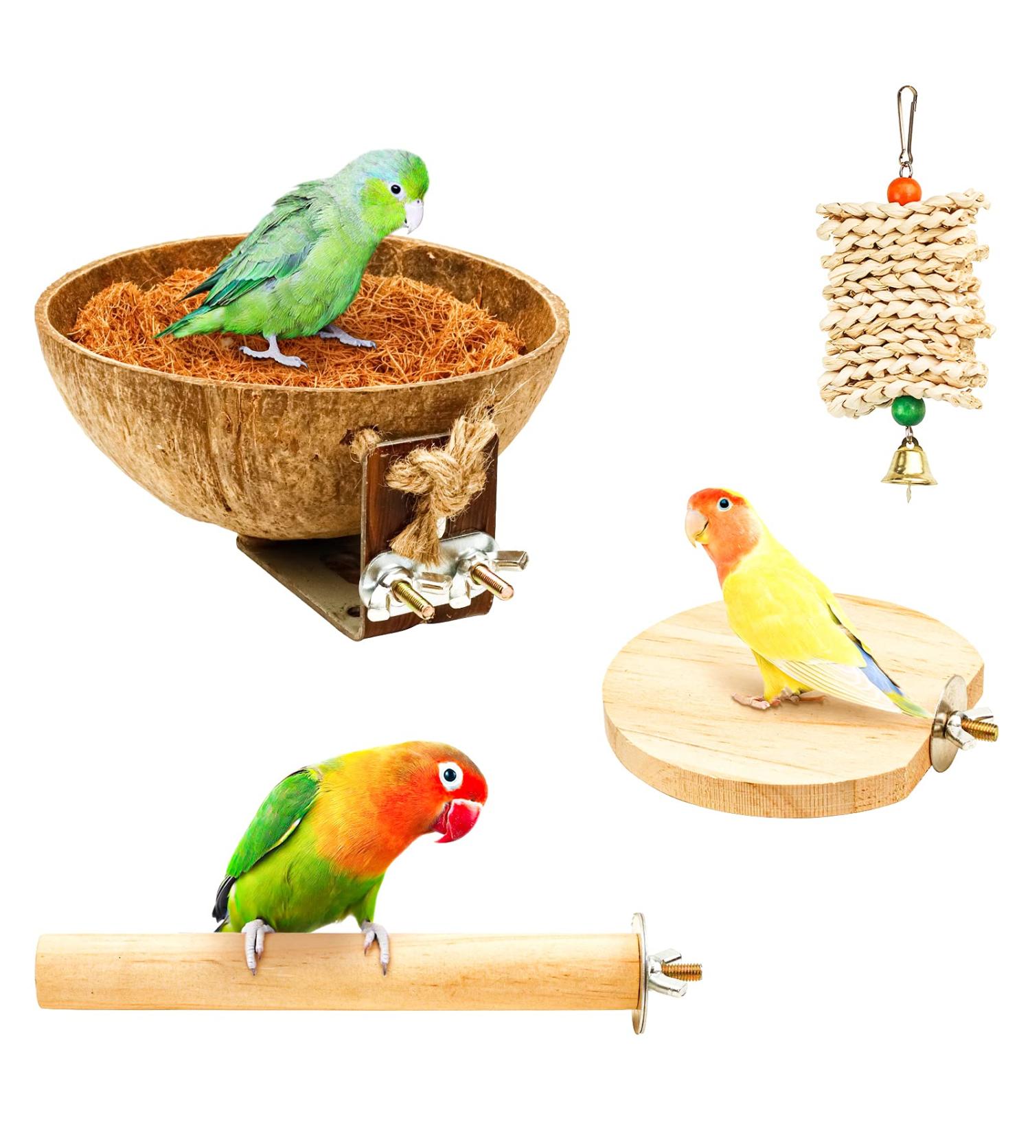 Natural Coconut NC Birds Nest Set - Ultimate Bird Playground & Cage Accessories for Budgies & Nymphs - Buy Online on GoSupps.com