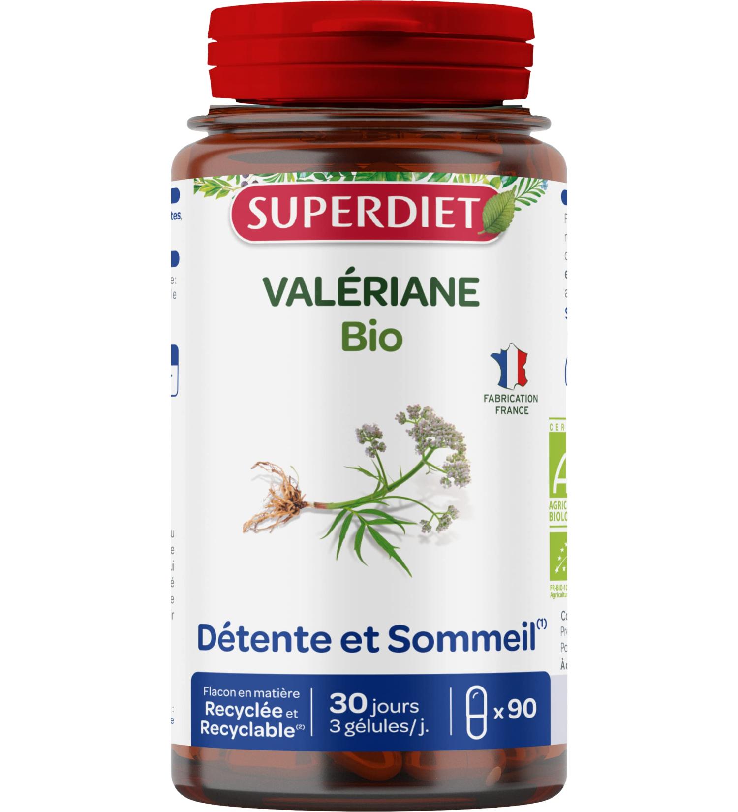 SUPERDIET - VALERIAN ORGANIC - Relaxation and Sleep - Phytotherapy - Made in France - 90 capsules - Buy Online on GoSupps.com