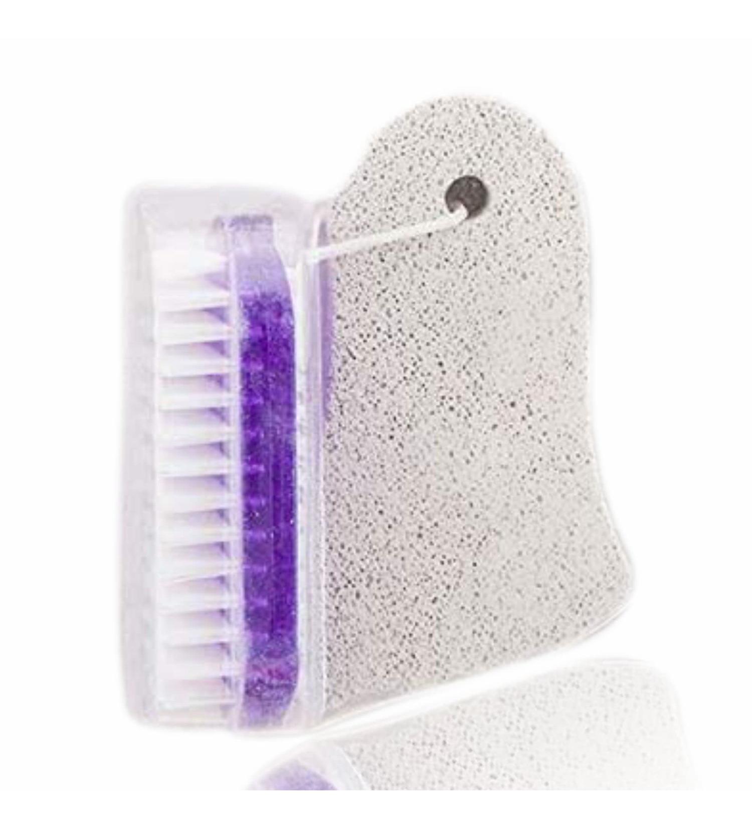 Nail Brush and Pumice Stone Set for Dead Skin Removal - 2 in 1 Scrubber for Feet, Hands, Nails, or Body - Purple - Buy Online on GoSupps.com