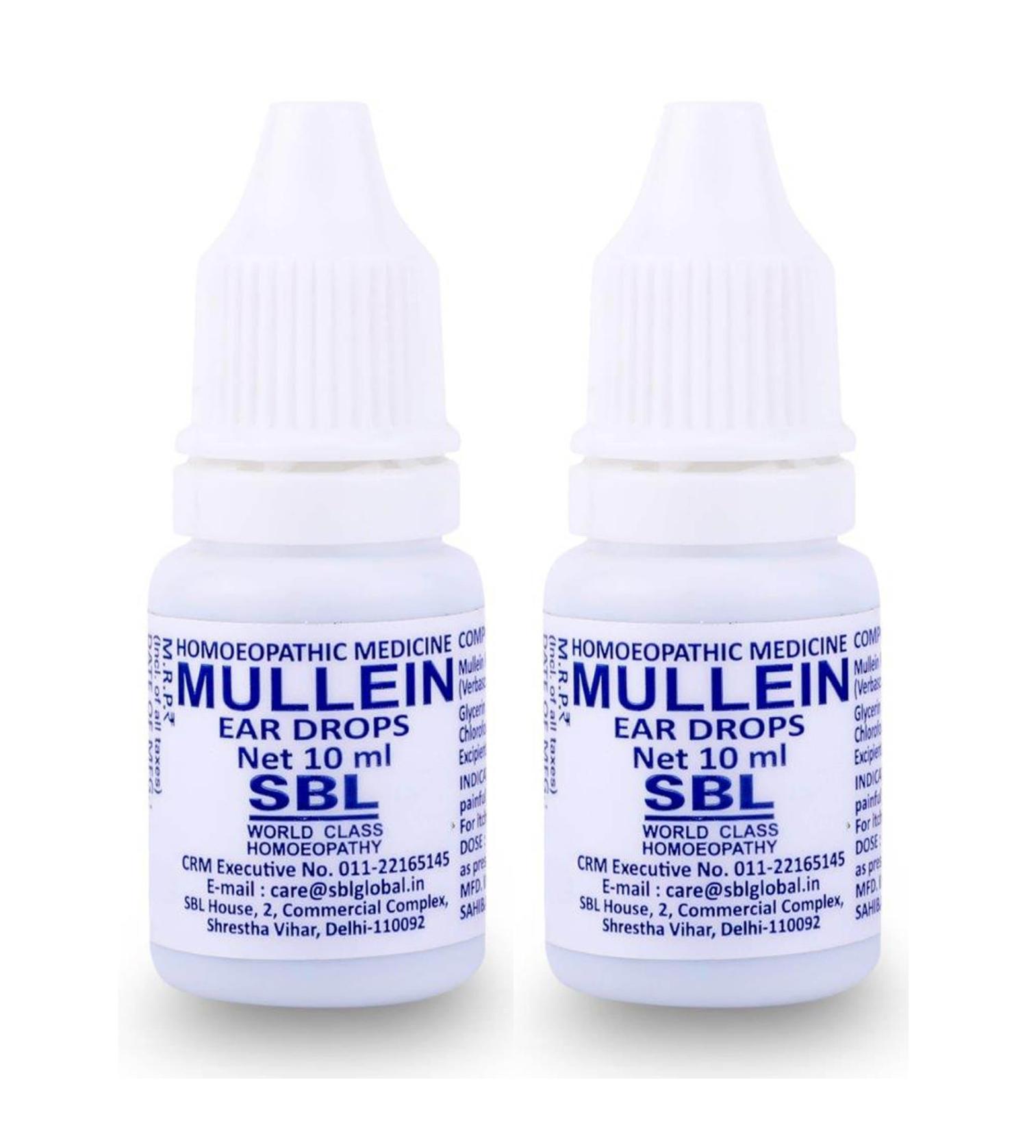 SBL Mullein Ear Drops (2 x 10ml) - Relief for Ear Infections, Earache & Ear Wax - Swimmer's Ear Solution - Buy Online on GoSupps.com
