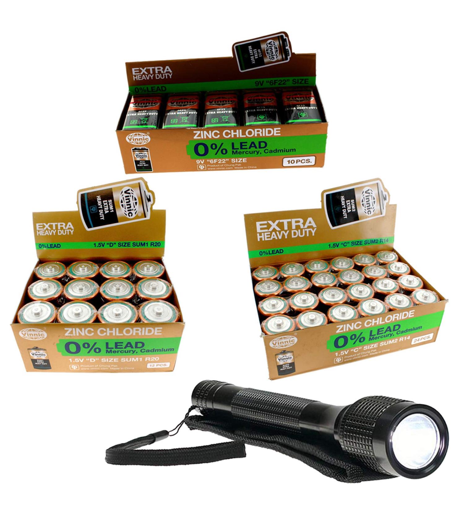 Buy 46PC Heavy Duty Battery Kit & 140 Lumen Flashlight | International Shipping Available - Buy Online on GoSupps.com