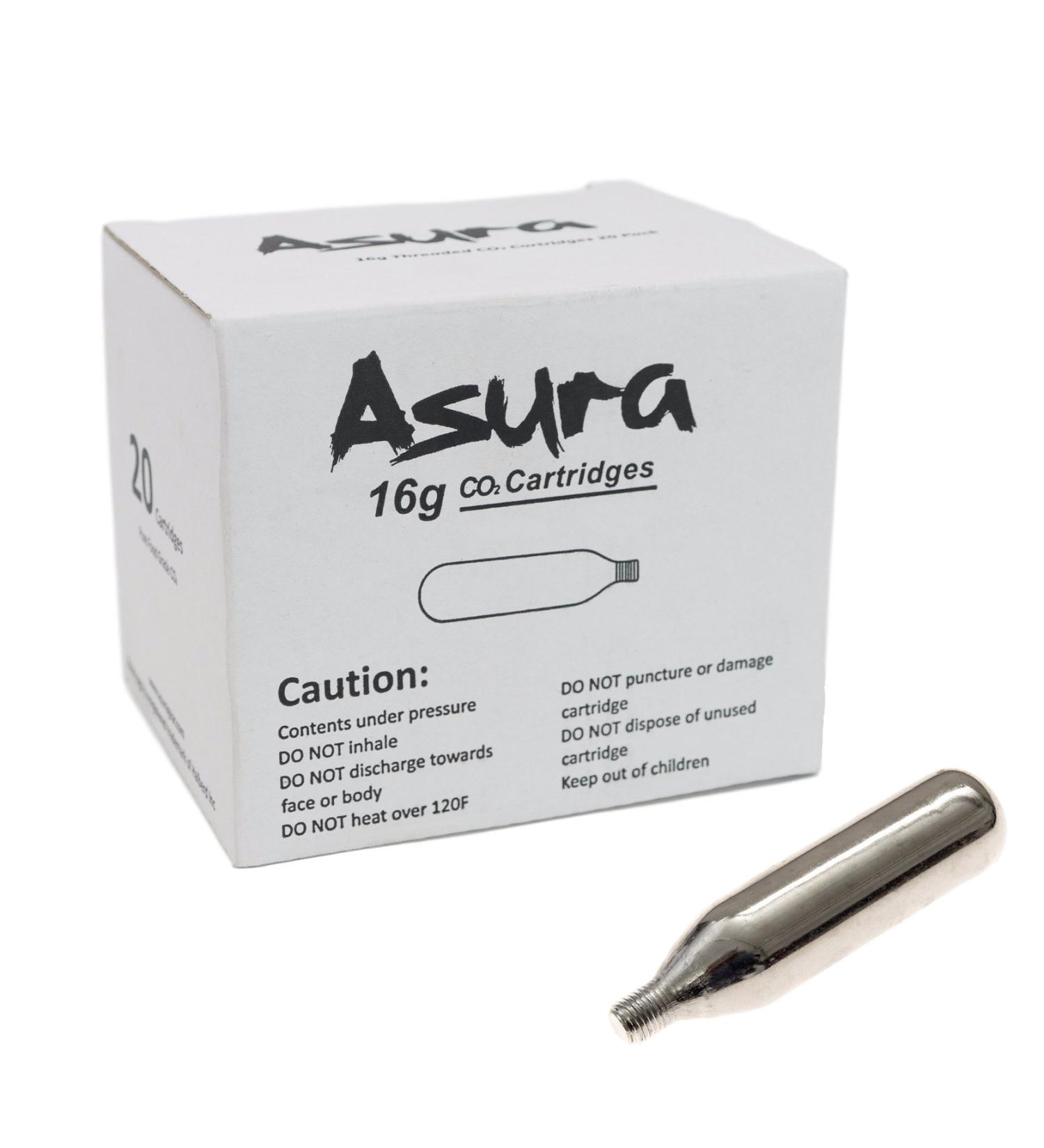Asura 16g CO2 Threaded Cartridges - Pack of 20 | High-Quality CO2 Cartridges - Buy Online on GoSupps.com