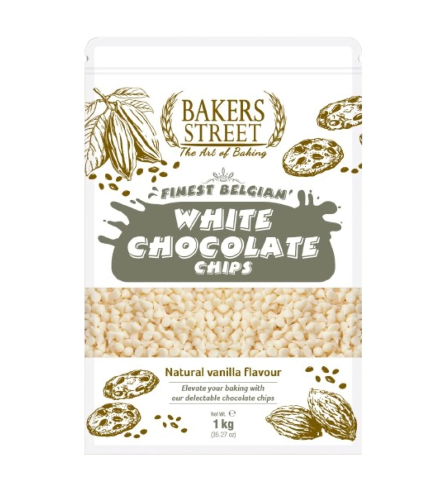 Finest Belgian White Chocolate Chips 1kg Bag - Buy Online on GoSupps.com