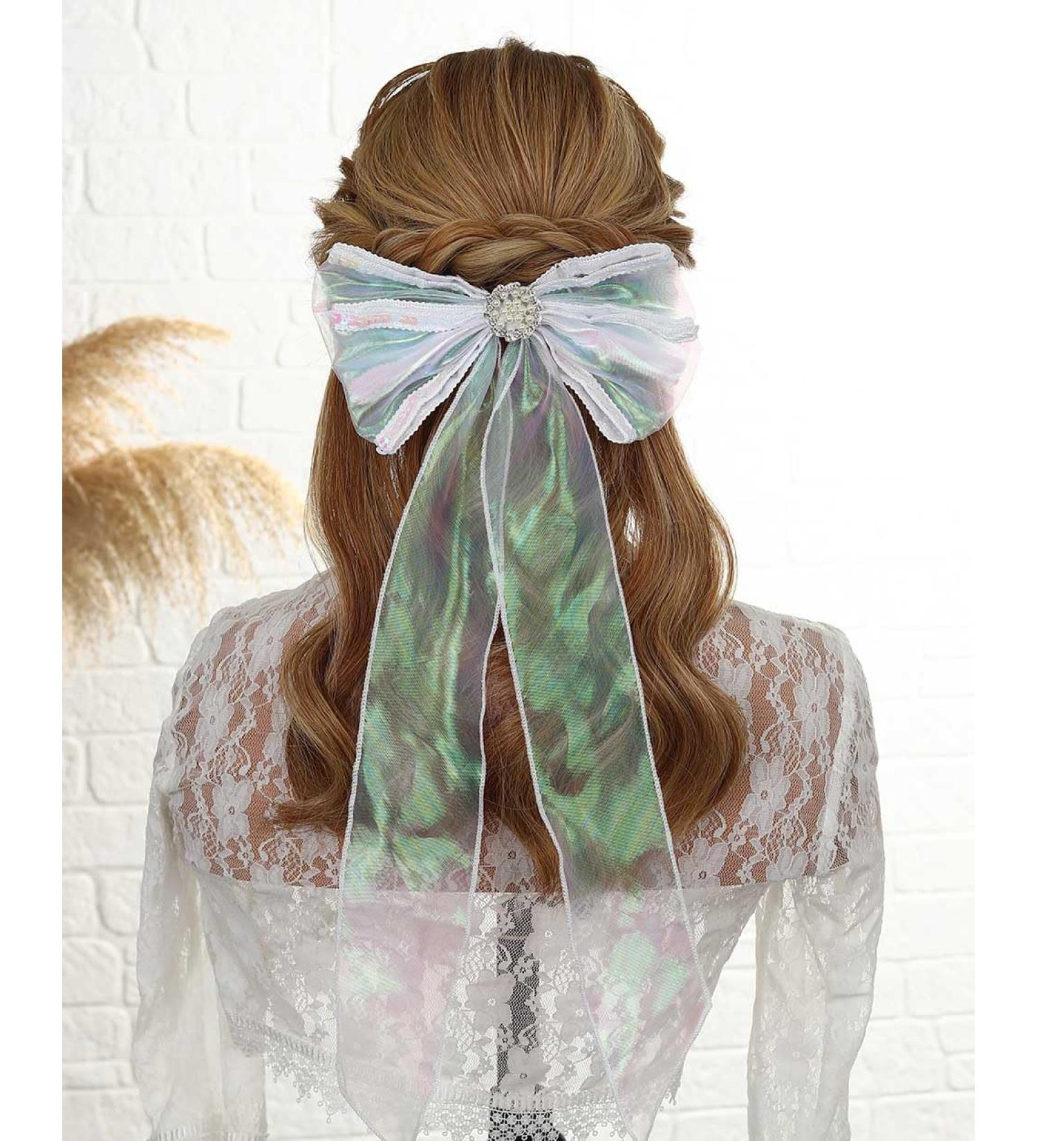 Unicra Bow Hair Clips Big Bows Hair Barrettes Clips Pearl Headpiece Long Tail Ponytail Hair Accessories for Women Girls - Buy Online on GoSupps.com