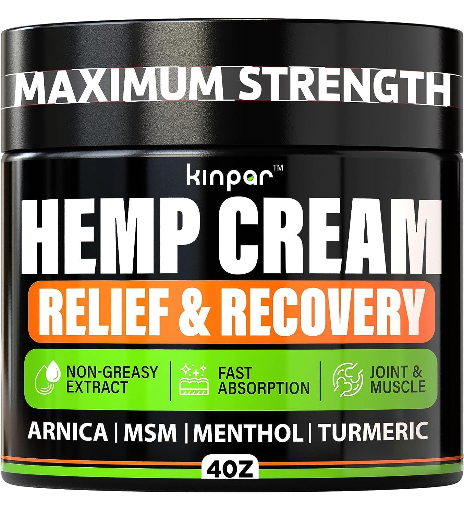 Natural Hemp Oil Extract Cream for Joint Pain Relief - Fast-Acting Formula with MSM, Turmeric, and Aloe Vera - 4 Oz - American Quality - Buy Online on GoSupps.com