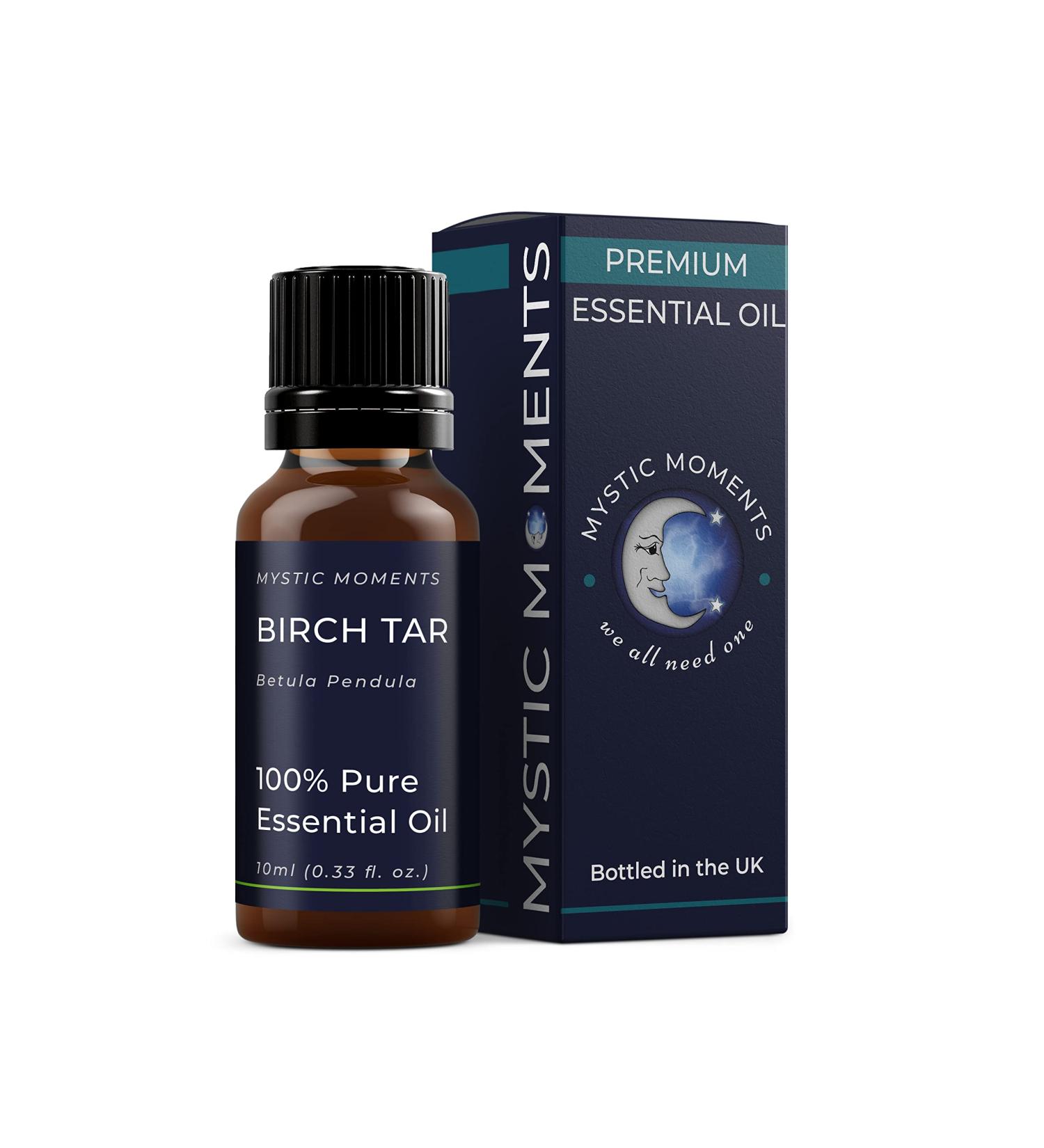 Mystic Moments Birch Tar Essential Oil 10ml - Pure Natural Vegan Oil for Diffusers Aromatherapy & Massage - GVO Free - Buy Online on GoSupps.com