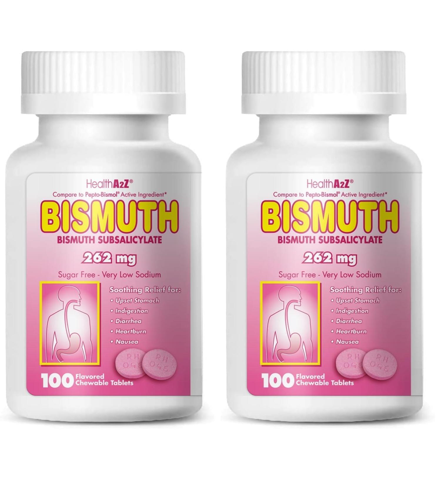 HealthA2Z Bismuth Bismuth Subsalicylate 262mg Multi-Symptom Relief 100 Count (Pack of 2) - Buy Online on GoSupps.com