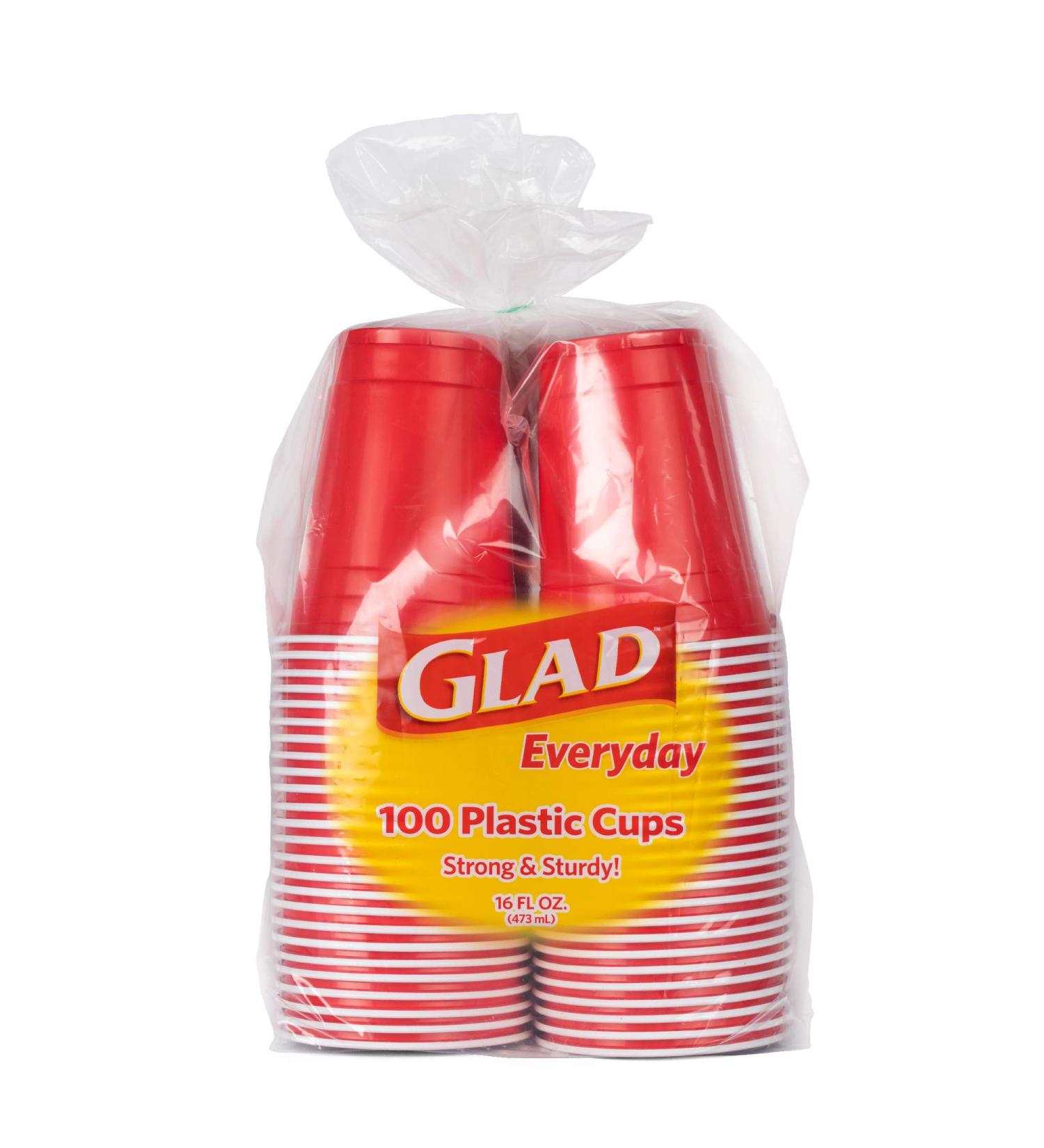 Glad Everyday 16 oz Red Disposable Plastic Cups - 100 Count | Strong & Sturdy Party Cups for All Occasions - Buy Online on GoSupps.com