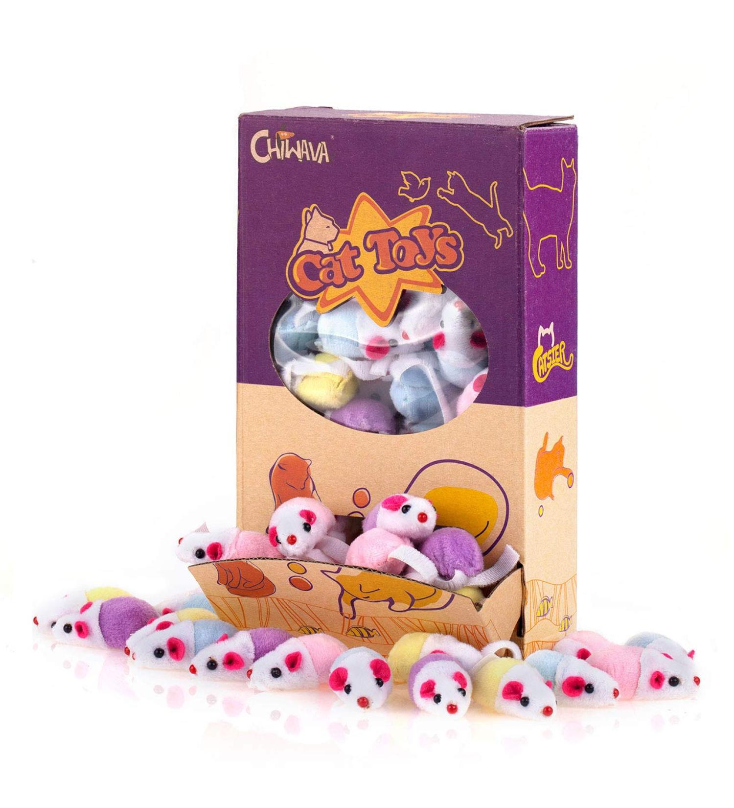 Chiwava 36-Piece Interactive Cat Toy Set - Colorful 11.5 cm Mice Rattles for Kittens | Perfect for Playtime & Engagement - Buy Online on GoSupps.com