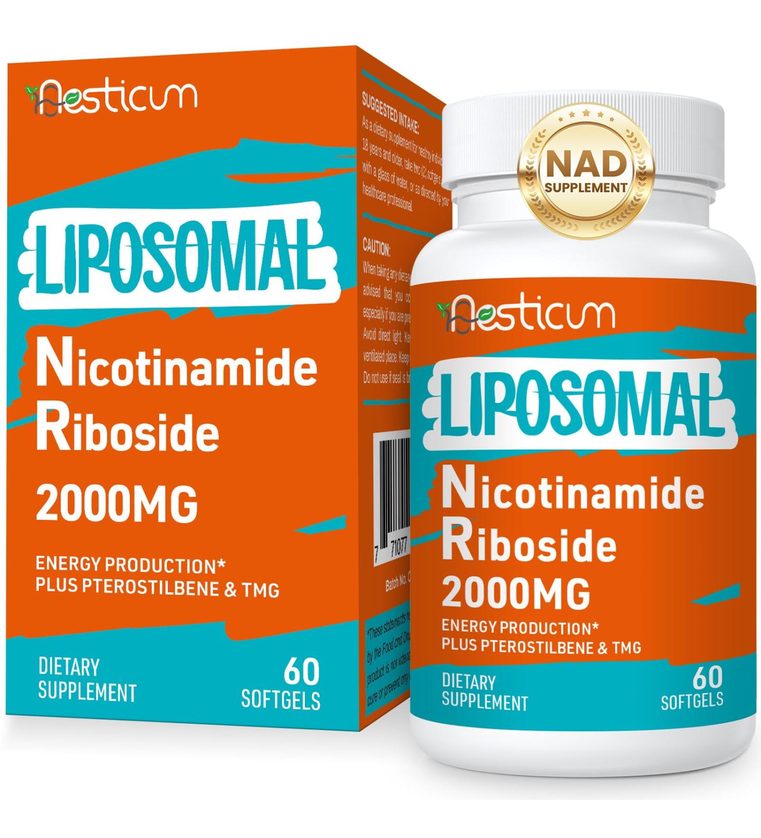 2000 MG Nicotinamide Riboside NMNH Supplement Alternative Liposomal NAD Nicotinamide Riboside Supplement with TMG & Pterostilbene - Boost NAD+ Energy Focus Immunity Age Resist - 60 Softgels 60 Count (Pack of 1) - Buy Online on GoSupps.com