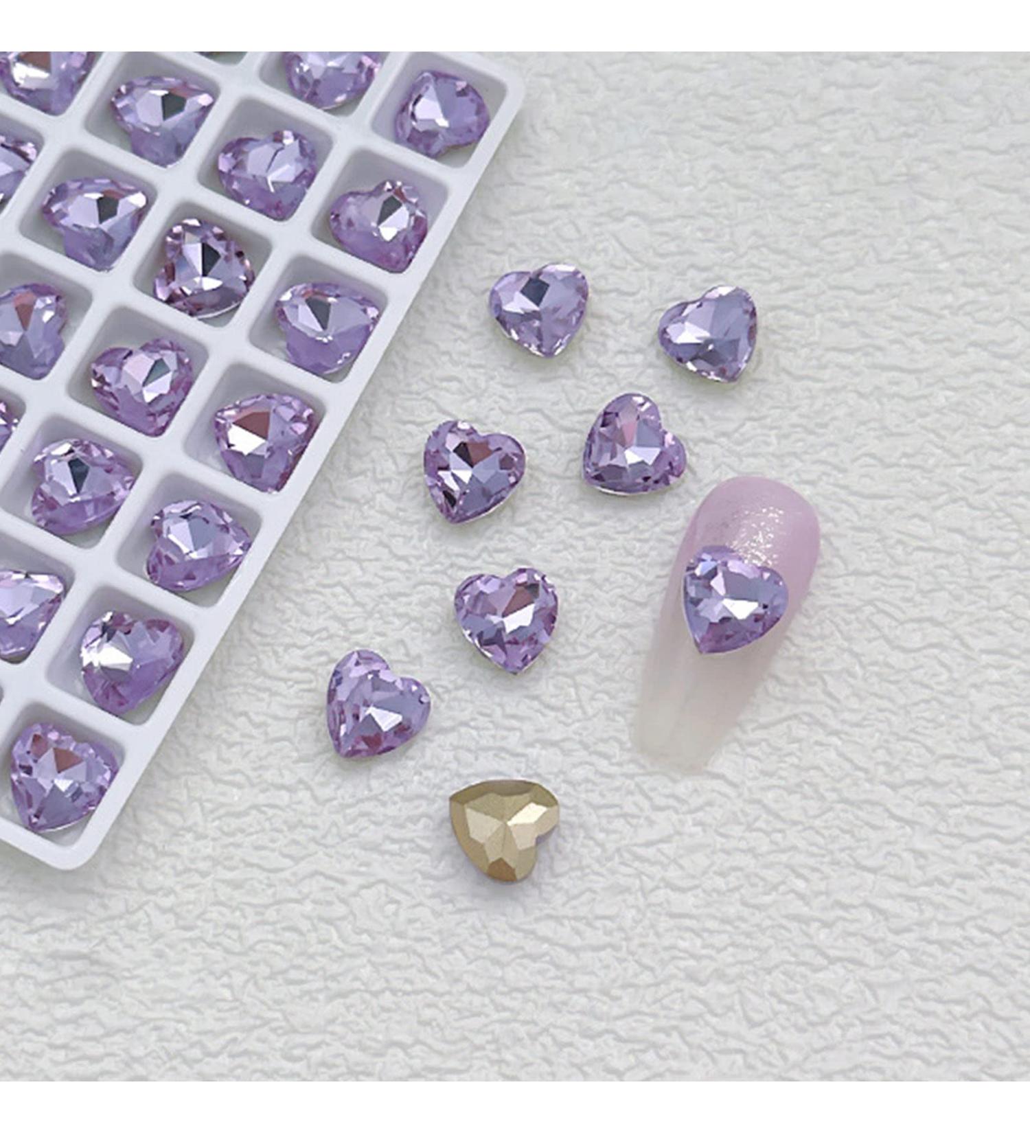 FEIlei 10 Pcs Heart Nail Charms Pointed Back Nail Art Charms Butterfly Nail Rhinestones - Buy Online on GoSupps.com