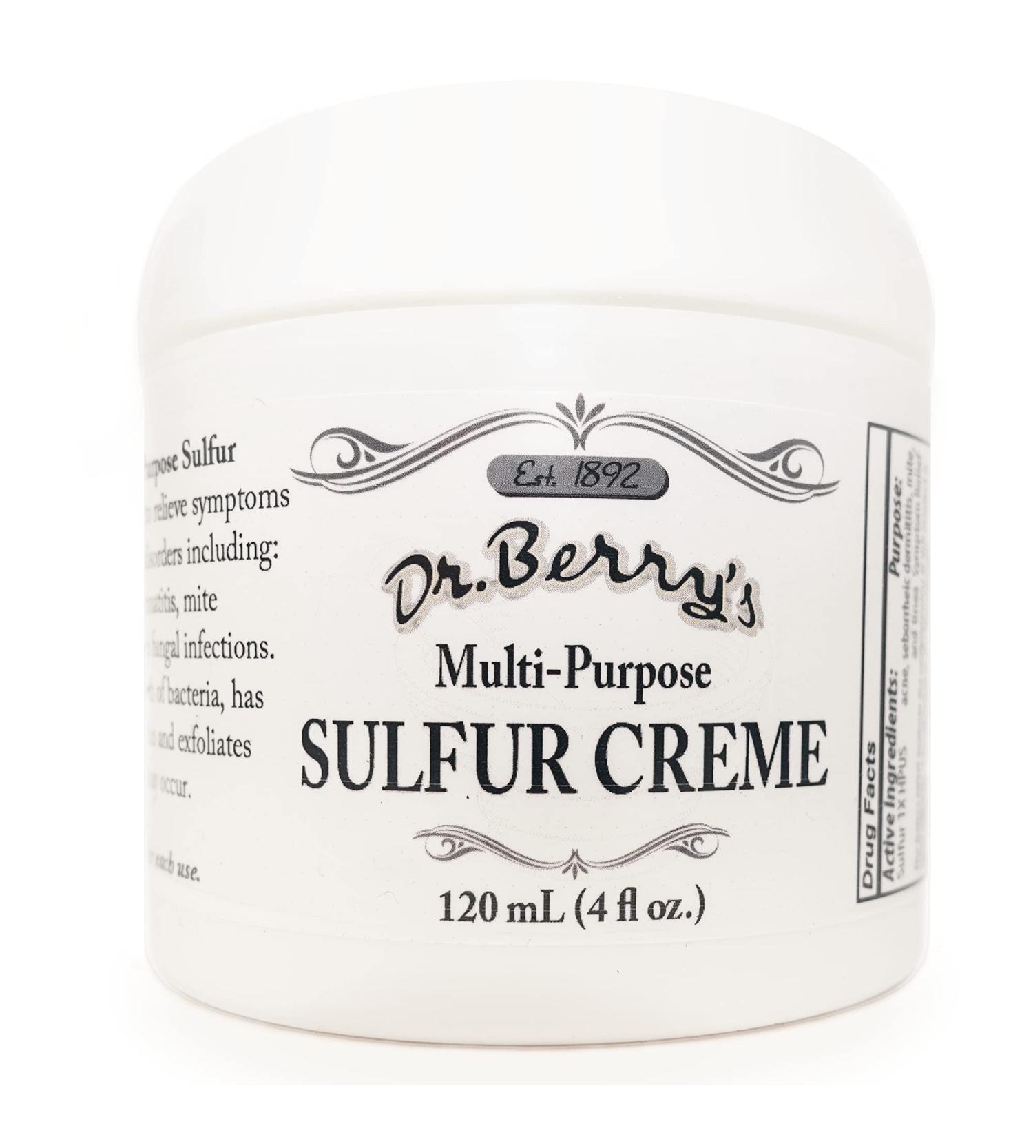 Dr. Berry's Multi-Purpose Sulfur Creme | Fast Itch Relief for Irritated Skin, Insect Bites, Acne, and Skin Infections | Potent Anti-Inflammatory Formula | 4 Fl Oz - Buy Online on GoSupps.com