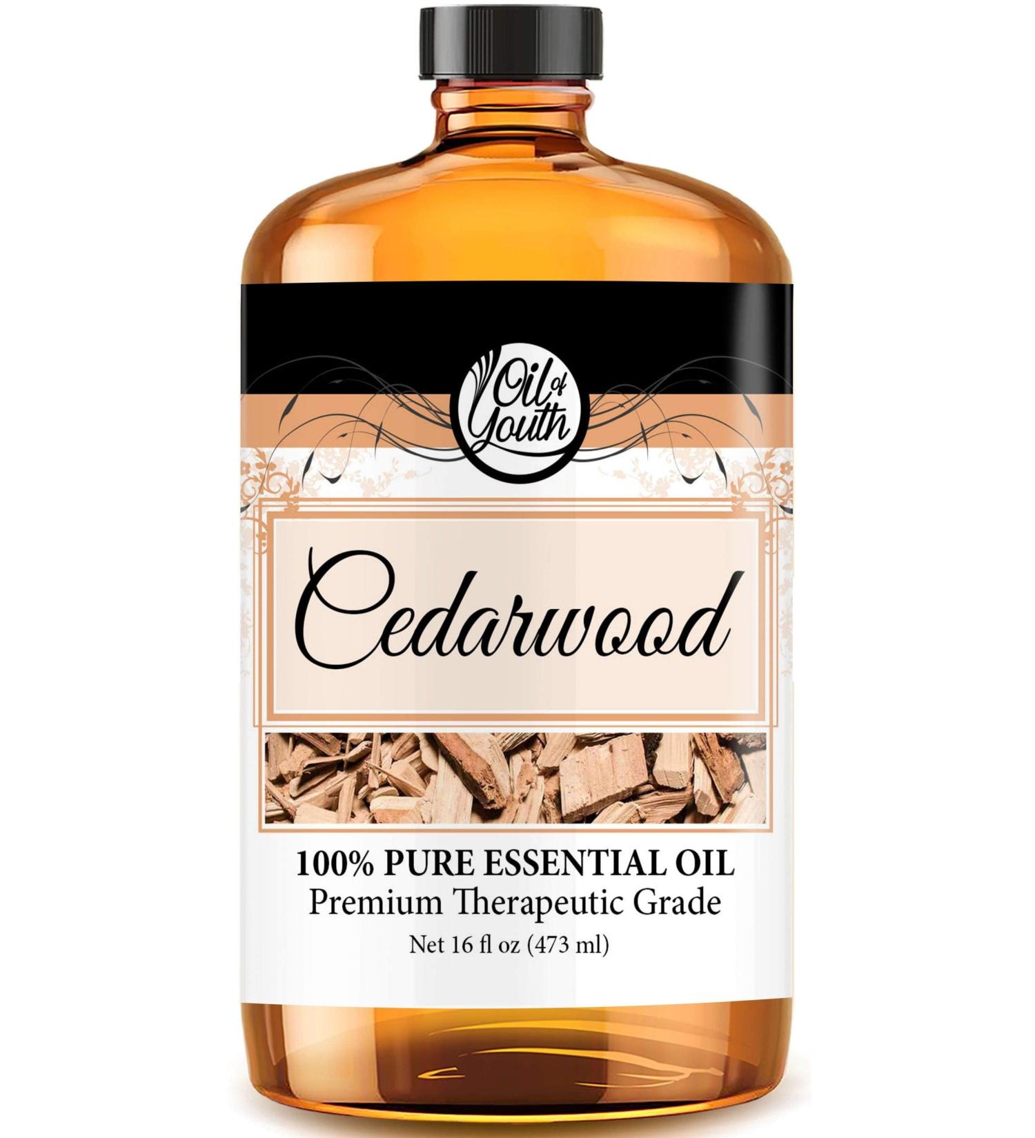Oil of Youth Cedarwood Essential Oil Pure for Aromatherapy and Diffuser (16oz Bulk) Cedarwood 16 Fl Oz (Pack of 1) - Buy Online on GoSupps.com