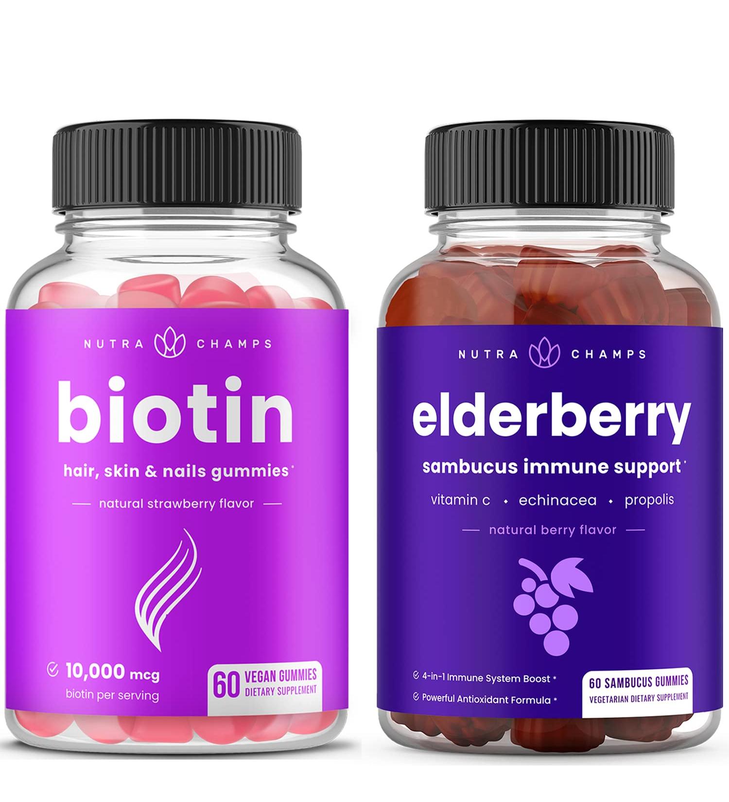NutraChamps Biotin Gummies and Elderberry Gummies Bundle - Buy Online on GoSupps.com