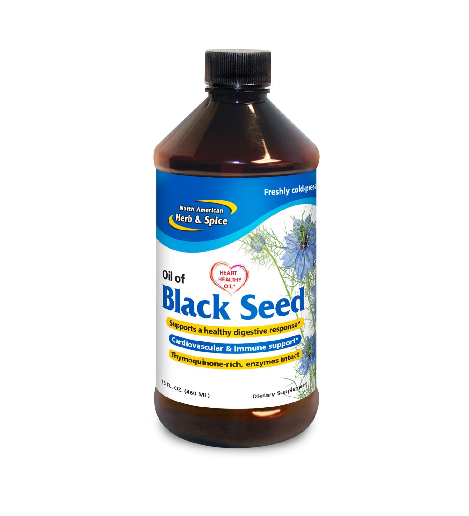 North American Herb & Spice Black Seed Oil - 16 fl. oz. | Cardiovascular, Digestive & Immune Support | Non-GMO | 96 Servings - Buy Online on GoSupps.com