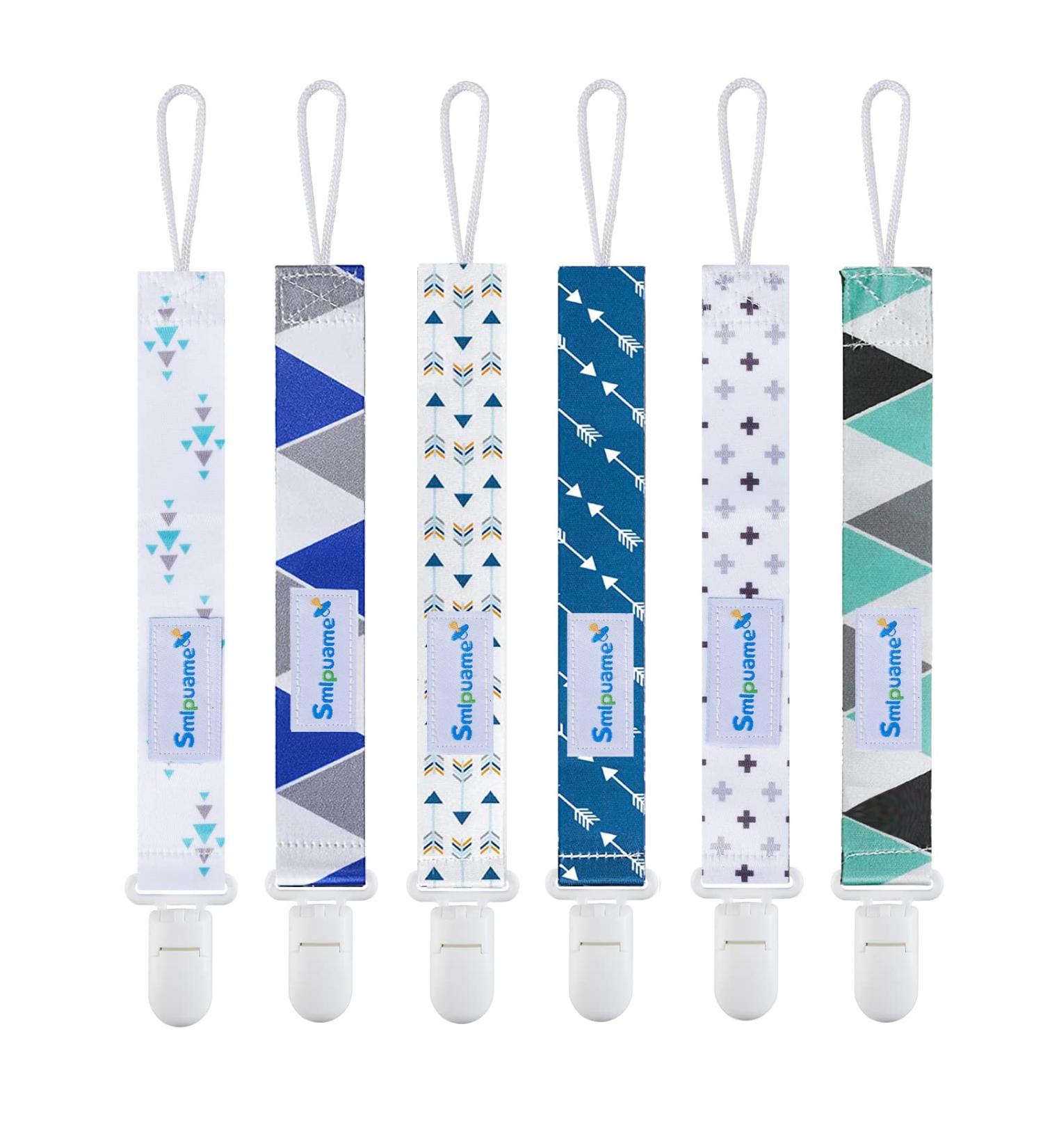 Smlpuame Baby Pacifier Chain Set - 6 BPA-Free Fabric Clips for Boys - Blue & Green - Fits Most Pacifiers & Bite Toys - Perfect Baby Gift - Buy Online on GoSupps.com